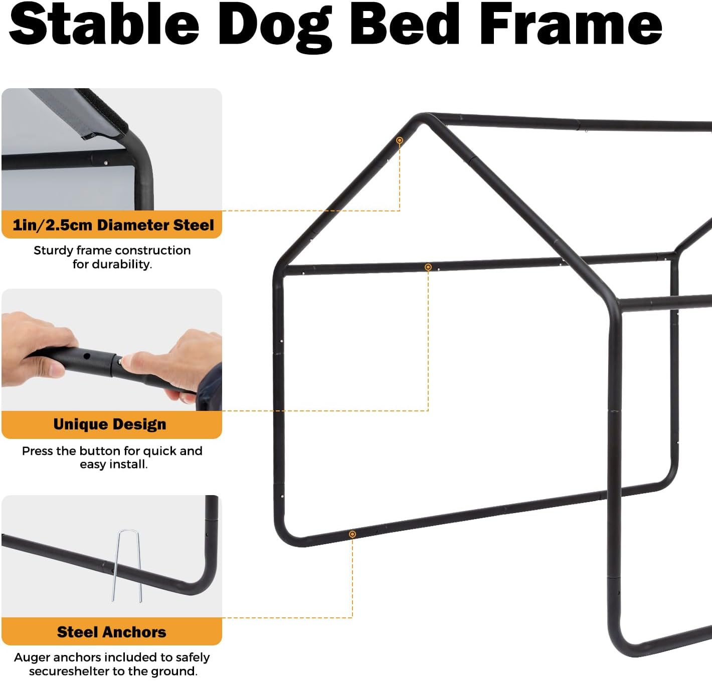 XLarge Outdoor Dog House 4'x4'x3.2' for Large Dogs, Animal Shelter with Doors and Mesh Window, Outside Sun Rain Canopy Pet House for Dogs, Cats, Small Animals and Livestock