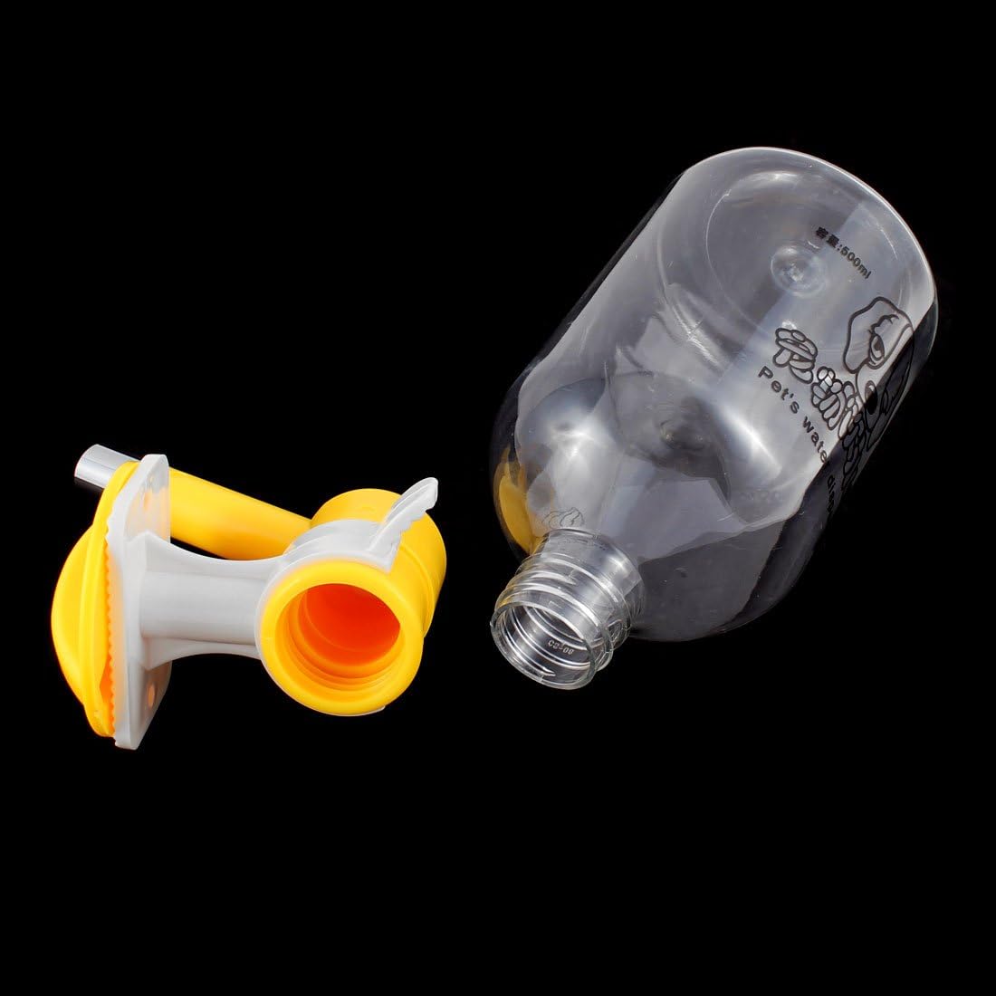 Pet Dog Drinking Hanging Feed Water Fountain Bottle 500ml Yellow Clear (id: 2fe ab5 7fb 3fd cd4