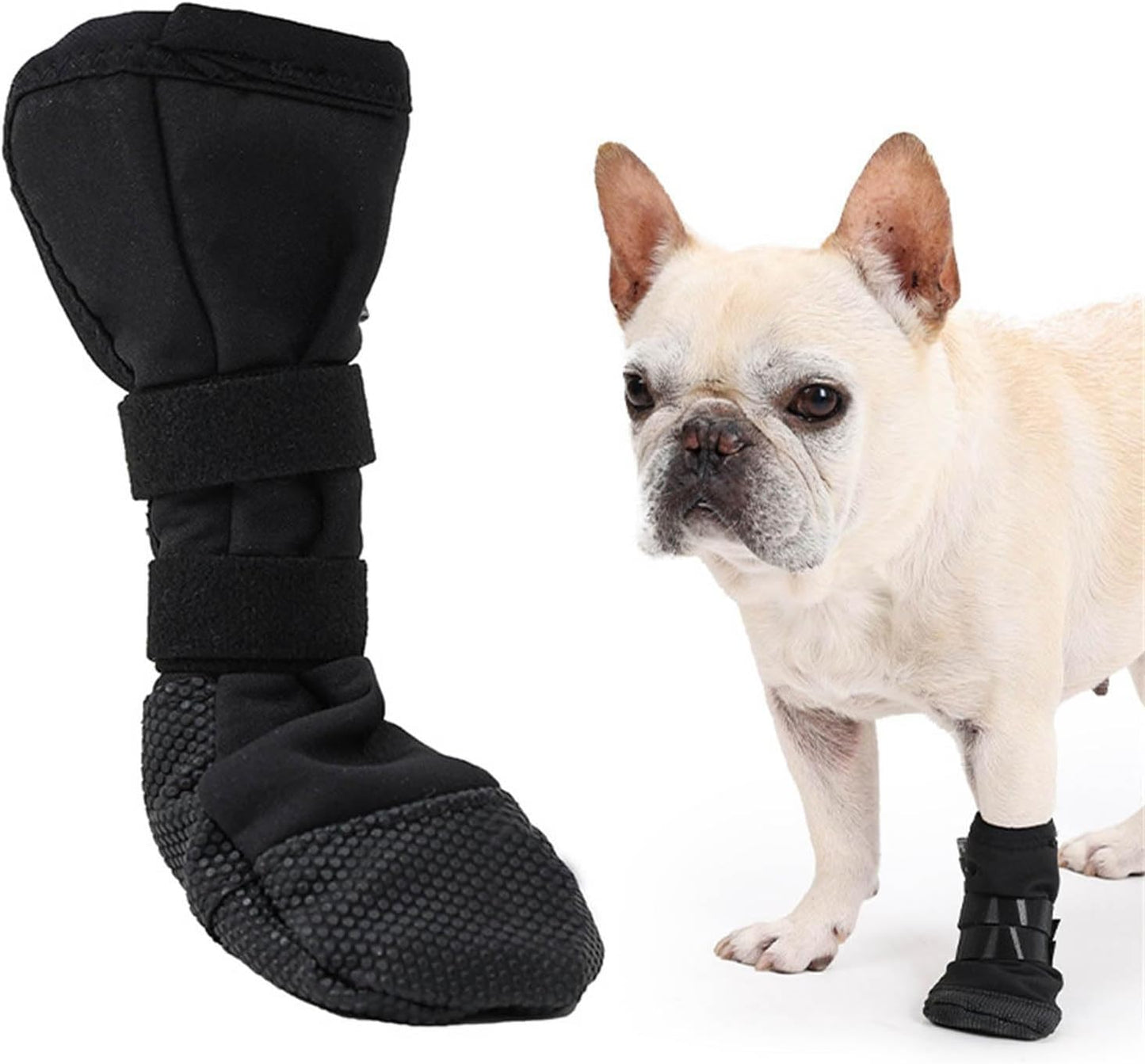 Dog Feet Covers Protective Shoes for Pet with Adjustable Sticker Shoes Dogs Thick Grip Booties with Adjustable Stick Weatherproof Dog Socks
