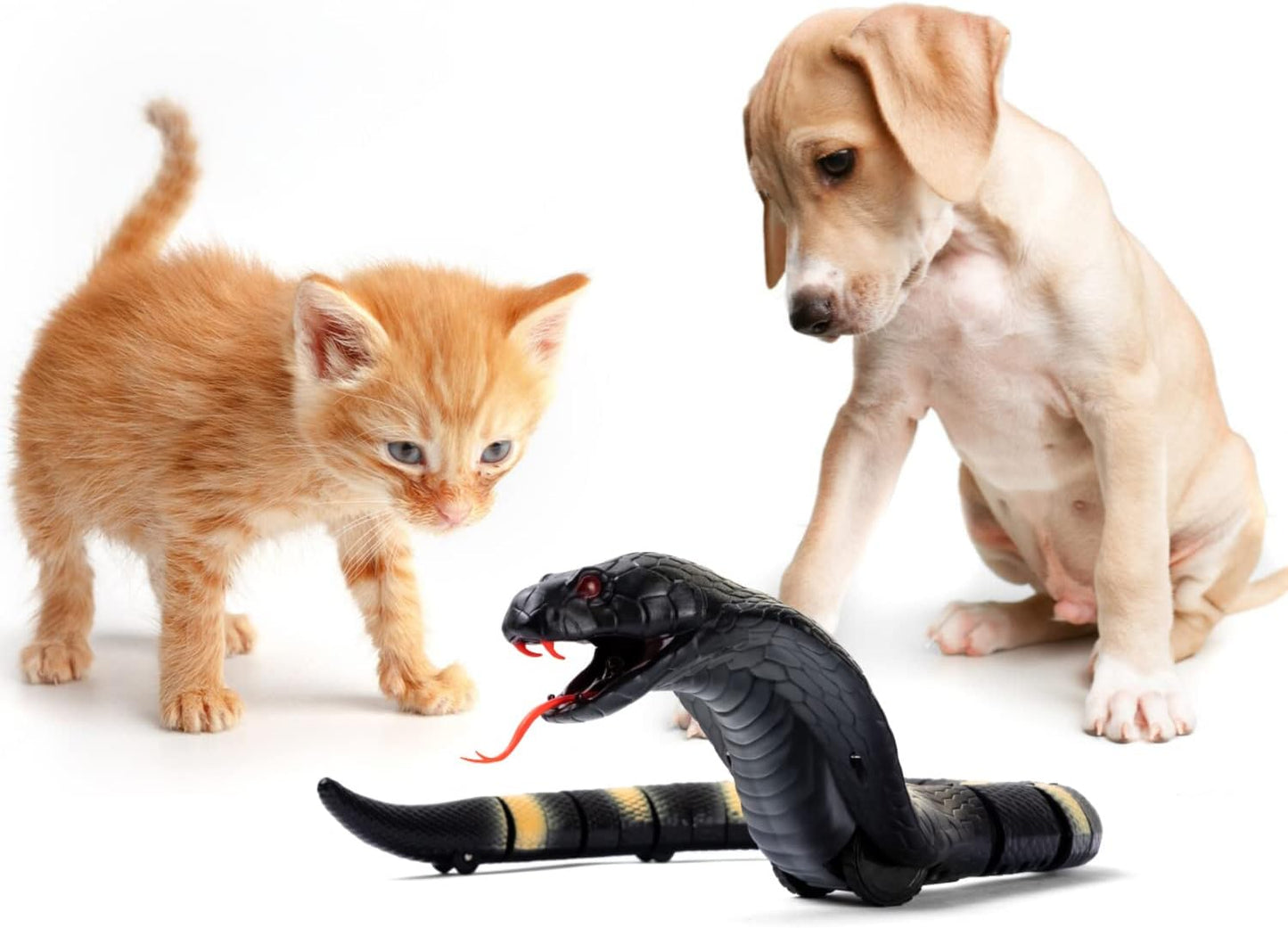 RC Snake Toy: Realistic Prank Cobra, Rechargeable, Smart Sensing, Infrared Controller for Kids/Cat (Black)