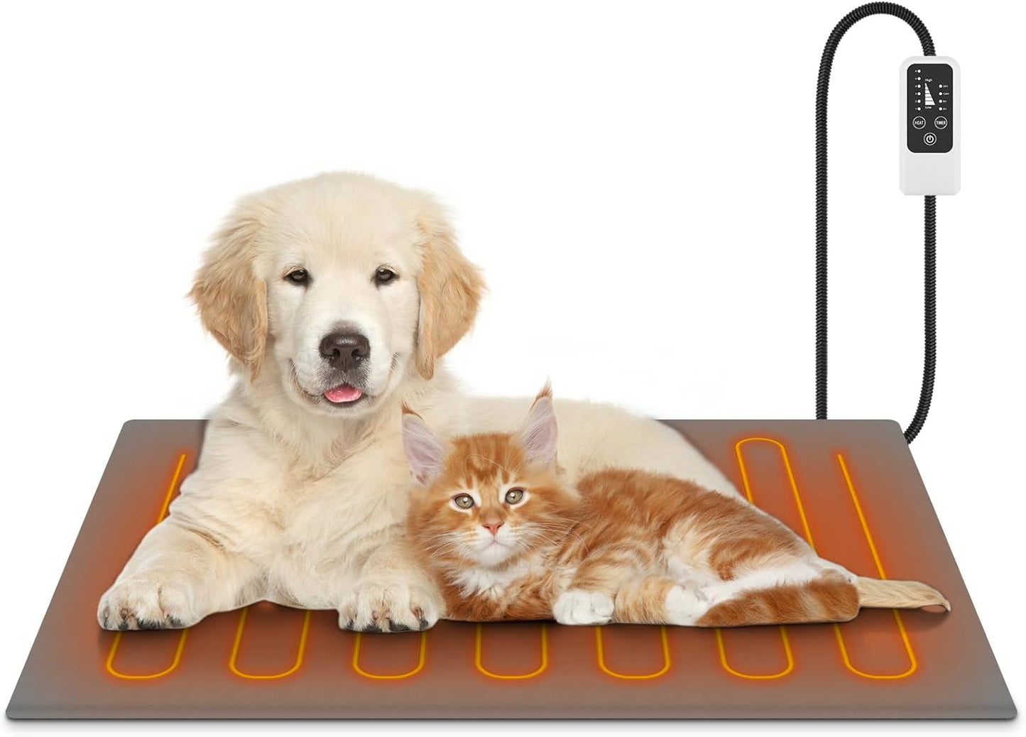 Pet Heating Pad, Waterproof Dog Cat Heating Pad with Timer Smart Thermostat Switch Chew Resistant Cord, Cat Heating Pad Indoor Heated Blanket Pet Heating Pads ((Large(28.0" L x 16.0" W x 0.6" Th)))