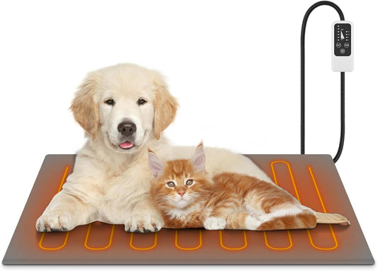 Pet Heating Pad, Waterproof Dog Cat Heating Pad with Timer Smart Thermostat Switch Chew Resistant Cord, Cat Heating Pad Indoor Heated Blanket Pet Heating Pads ((Large(28.0" L x 16.0" W x 0.6" Th)))
