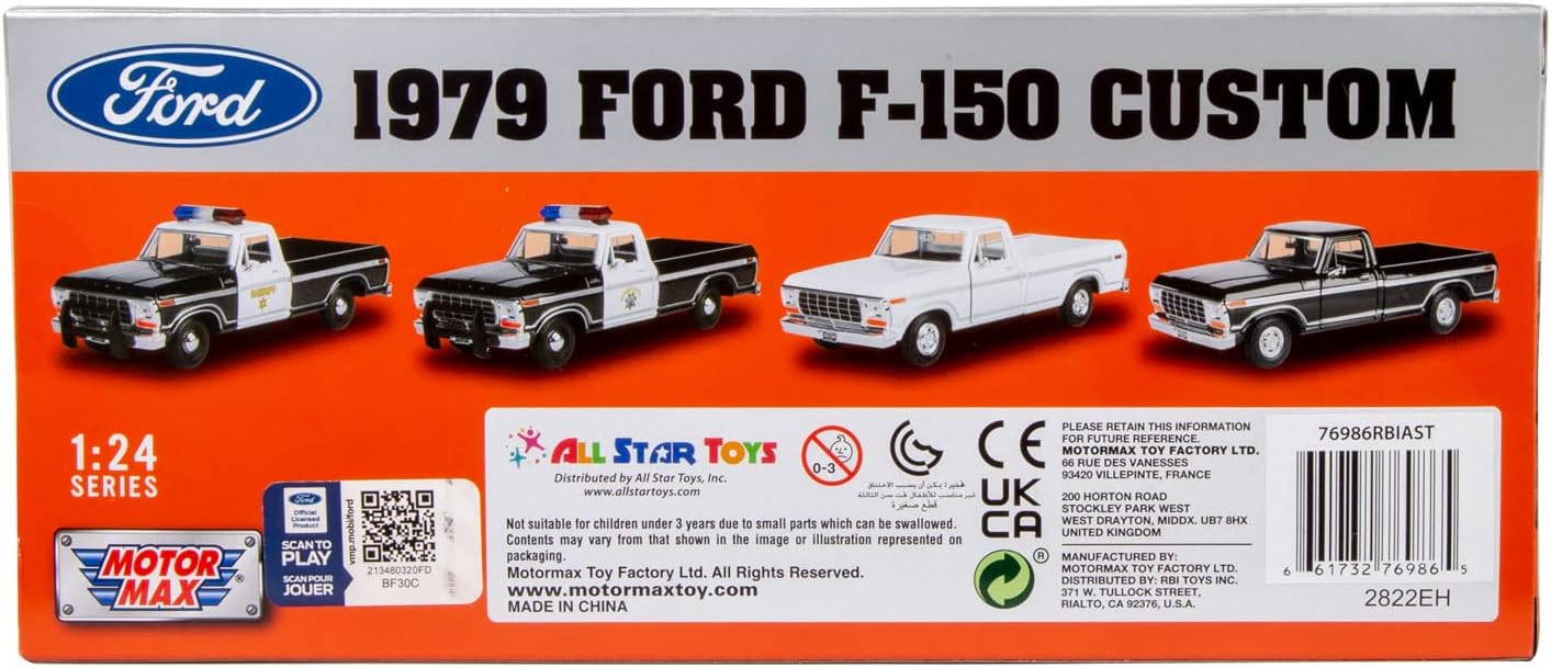 Motormax All Star Toys Exclusive 1979 F-150 California Highway Patrol CHP Police Pickup Truck 1:24 Diecast Law Enforcement Model Car 76987