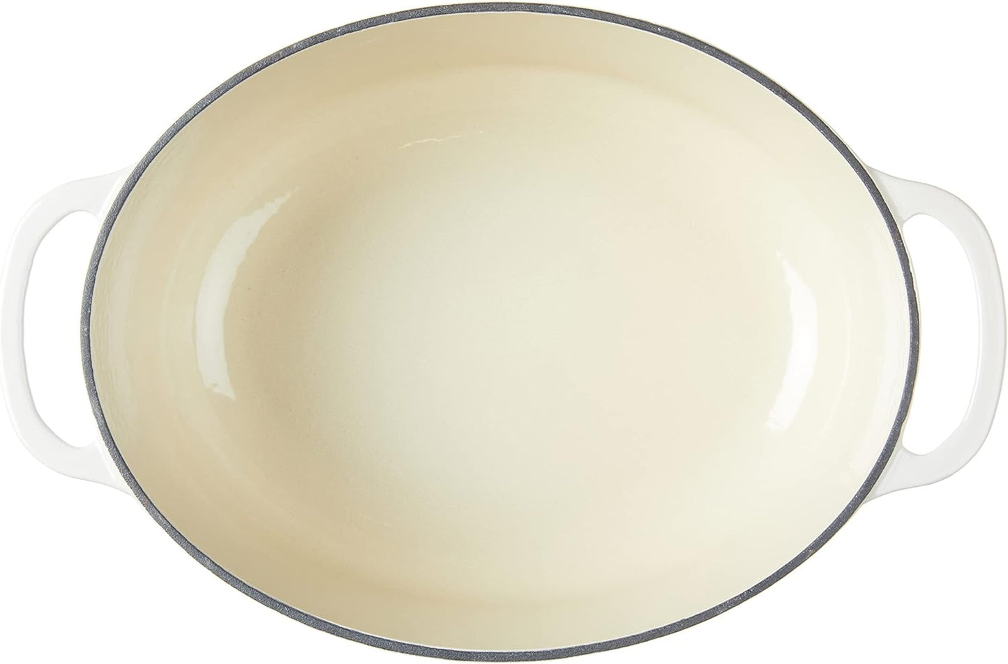 Lodge 7 Quart Enameled Cast Iron Oval Dutch Oven with Lid – Dual Handles – Oven Safe up to 500° F or on Stovetop - Use to Marinate, Cook, Bake, Refrigerate and Serve – Oyster White