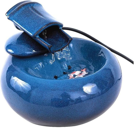 Fountain Ceramic Pet Water Dispenser, Pet Water Fountain, Automatic Circulation Feeding Water Flowing Fountain for Cat Dog, Filtered Water for Your Pet Pet Water Dispenser (Color : Blue)