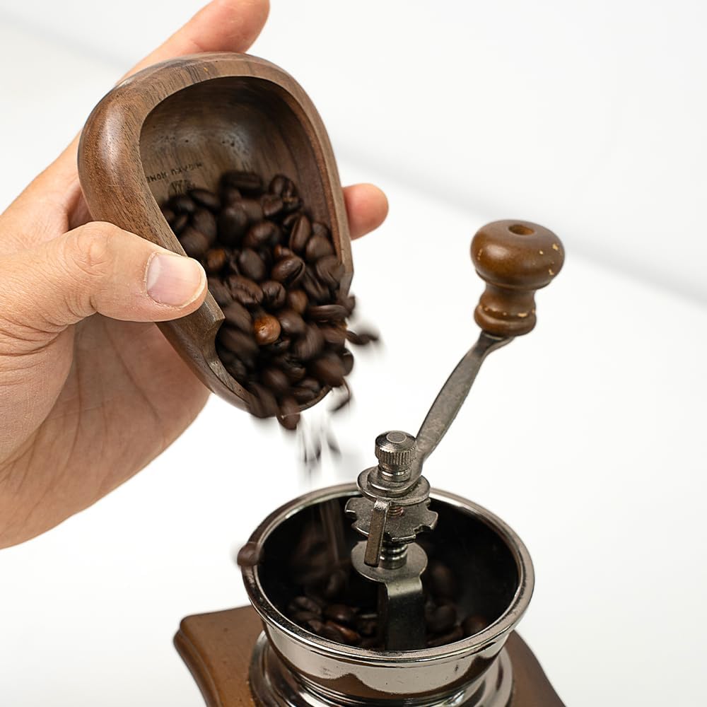 Coffee Bean Dosing Cup & RDT Spray Bottle Set - Walnut Wood Espresso Accessories Kit with Static Reduction Spray, Measuring Tray for Coffee/Tea