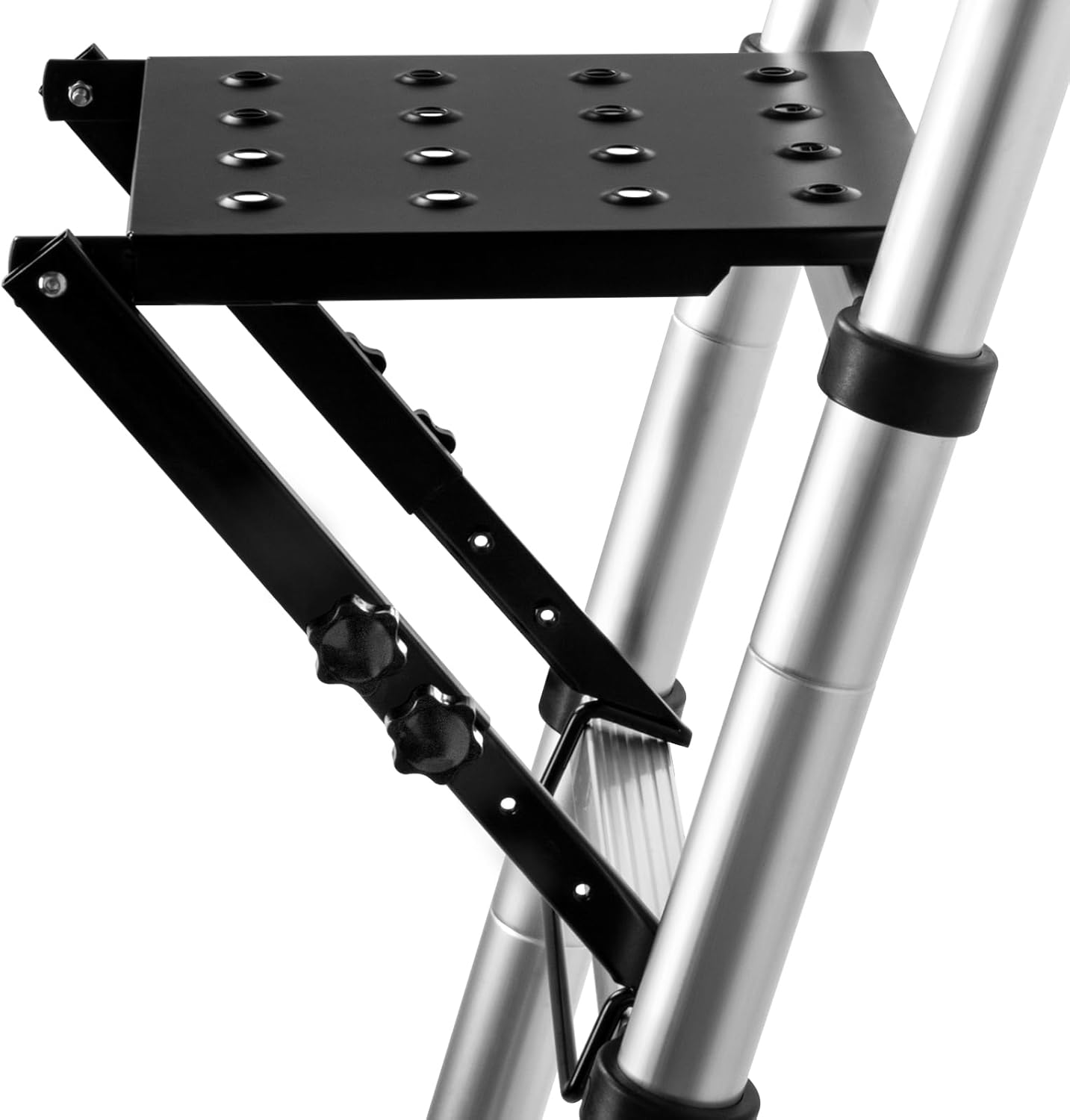 TooCust Ladder Platform, 3-Level Adjustable Ladder Step & Work Platform, 400 lbs Extreme Heavy Duty Standing Scaffold, Pro-Grade Extension Ladder Workstation & Tool Tray for Painting & Repairs (Black)