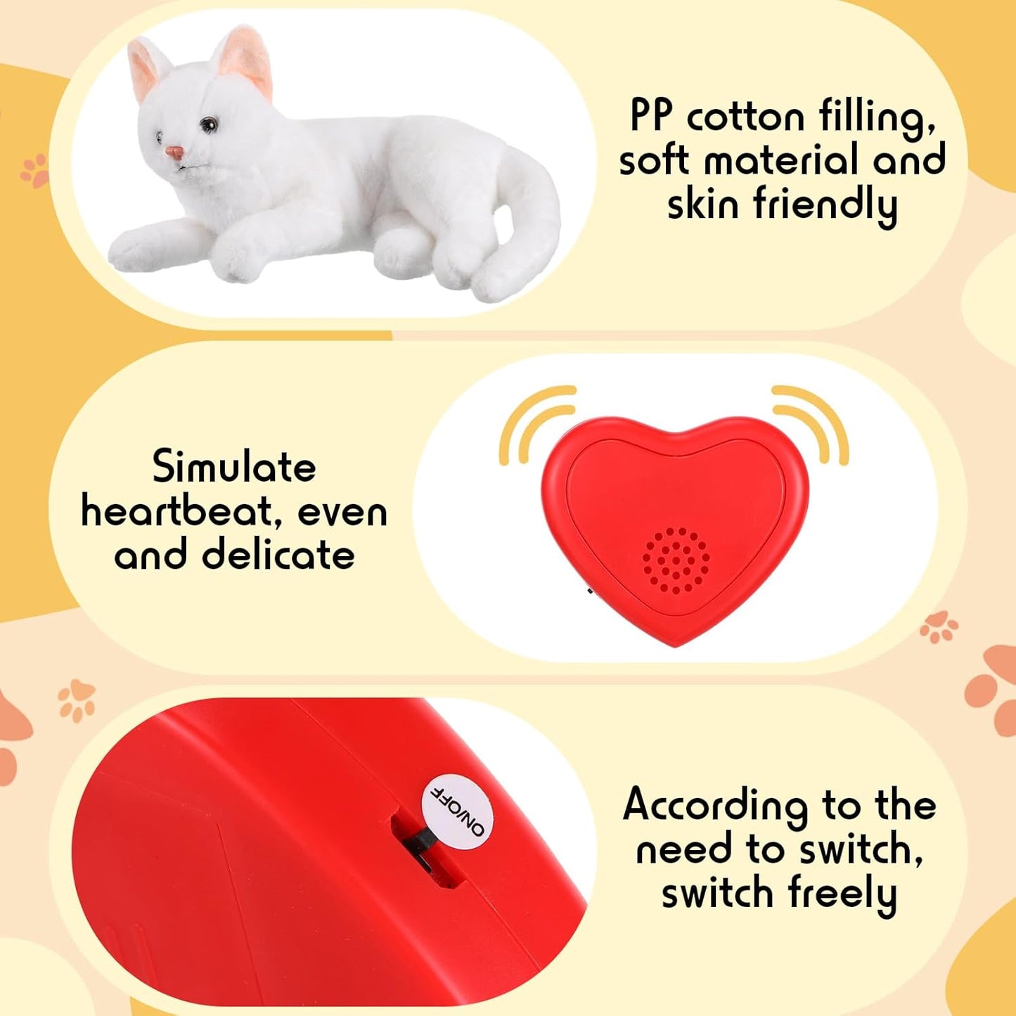 Shappy 2 Pcs Heartbeat Cat Calming Doll Stuffed Plush Warm Pillow Heart Shaped Replacement Soother Red Heartbeat Simulator for Cat Kitten Dog Anxiety Relief Sleep