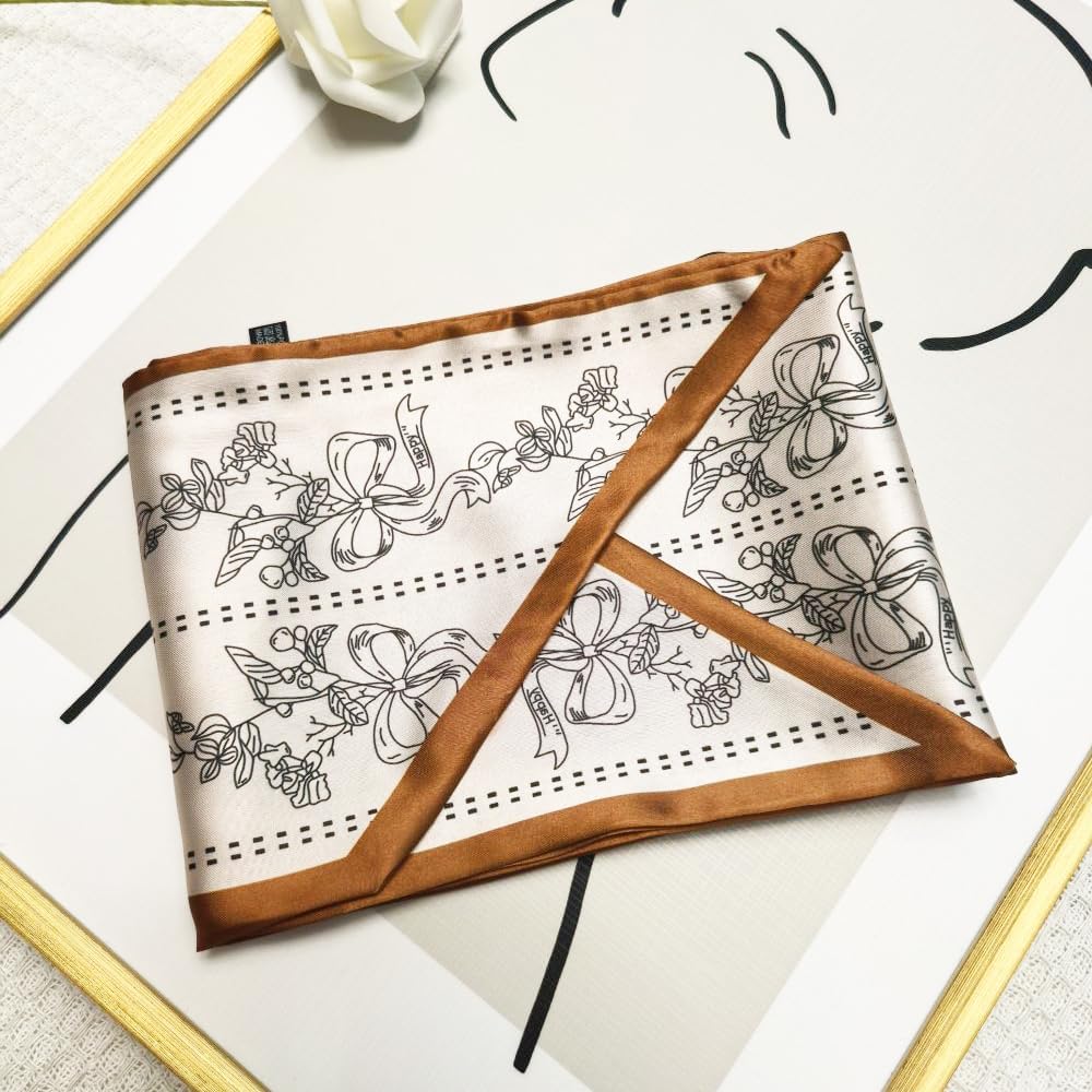 Julunar Hair Scarf for Women Silky Long Neck Head Scarves Purse Bag Scarfs for Handbag Satin Headscarf