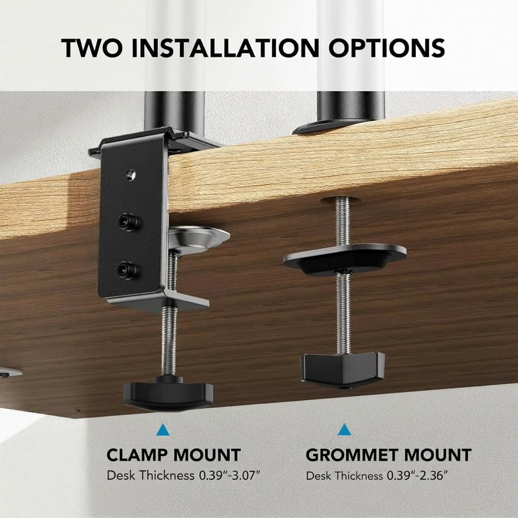 HUANUO Adjustable Monitor Stand, Single Arm Desk Mount for 32 inch Screen and 17 inch Laptop, Heavy Duty Ergonomic Bracket Holds 22lbs