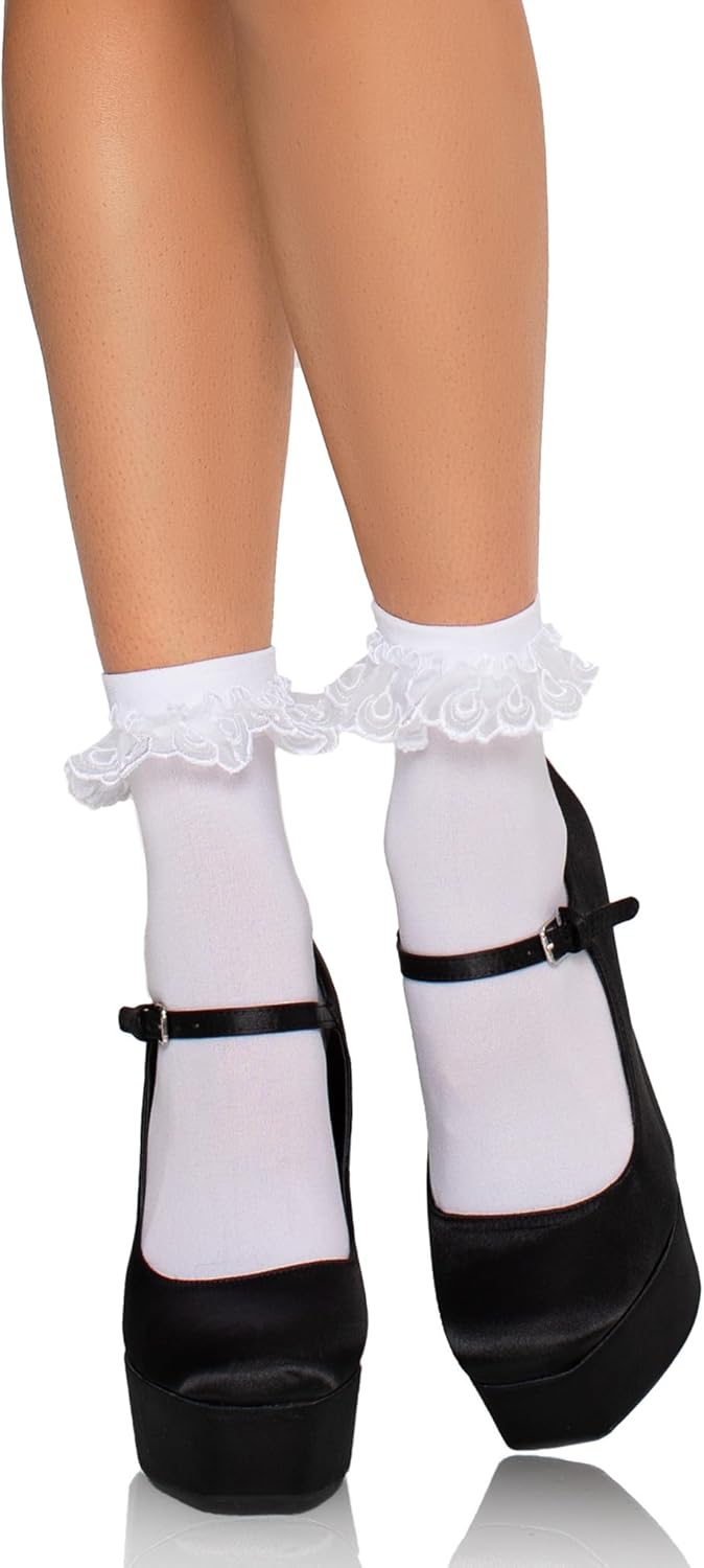 Leg Avenue Women's Lace Ruffle Anklet Socks