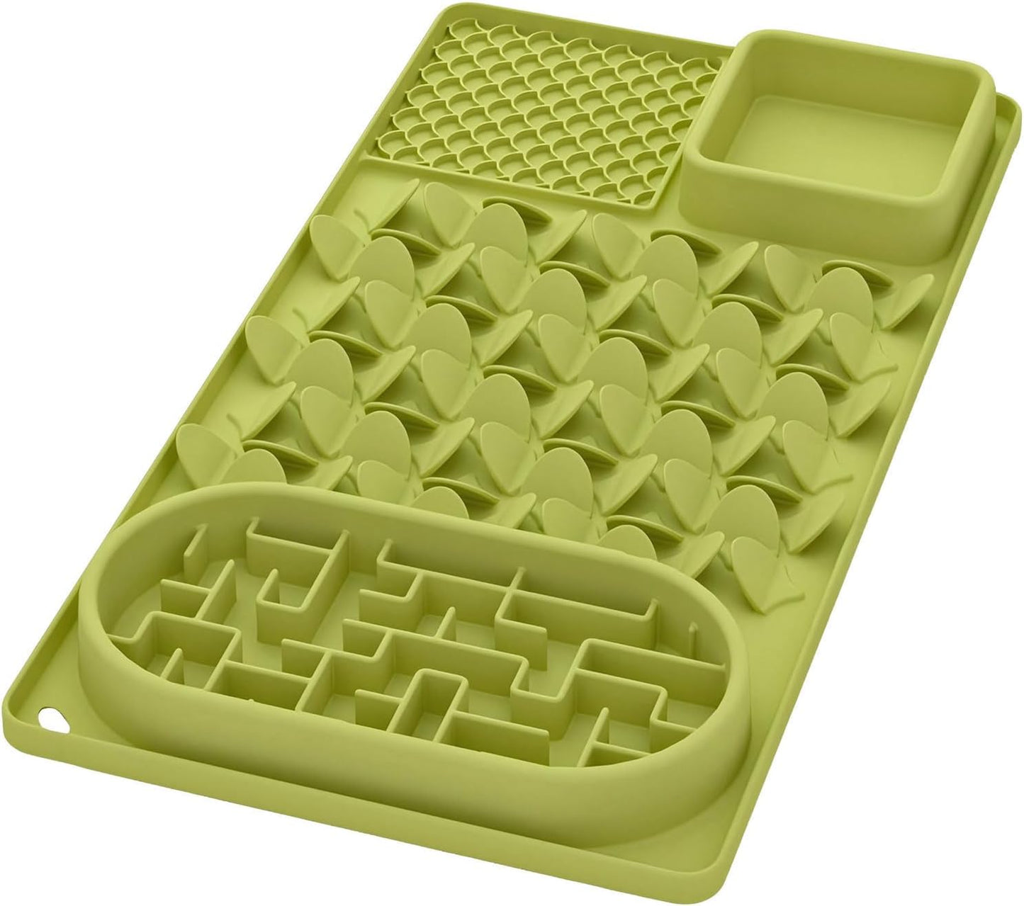 Slow Feeder Bowl for Large Dog, Silicone Lick Mat & Snuffle Mat with Suction Cups - Interactive Puzzle Feeder to Slow Eating & Keep Busy, Reduce Vomiting & Relieve Boredom (21"x 11" Green)