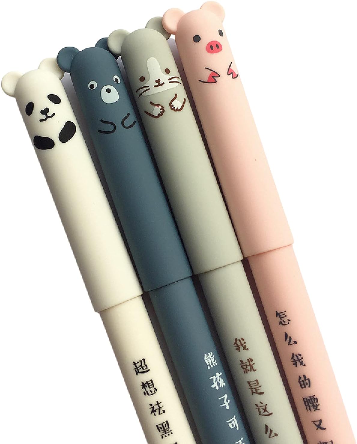 4 Pcs/set Kawaii Pig Bear Cat Mouse Erasable Gel Pen School Office Supplies Stationery Gift 0.35mm Blue Black Ink 4 Pcs/set(blue 4pcs)