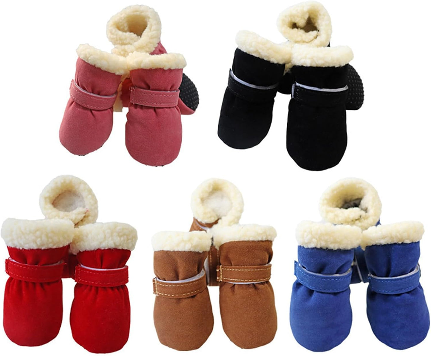 Winter Warm Pet Shoes 4pc / Set Cute Dog Booties Snow Walking Puppys Casual Fashion No-Slip Dog