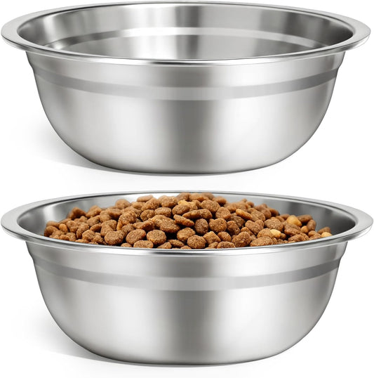 URPOWER 2 Pack 8" Stainless Steel Dog Bowls - 50oz Thickened Durable Pet Bowls for Food and Water, Fit for Elevated Dog Bowl Stand
