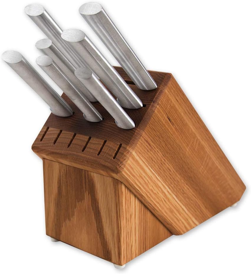 Rada Cutlery Essential Oak Block (B58), 13 Knife Slots, Non-scratch Pads, 8" x 9" x 5"