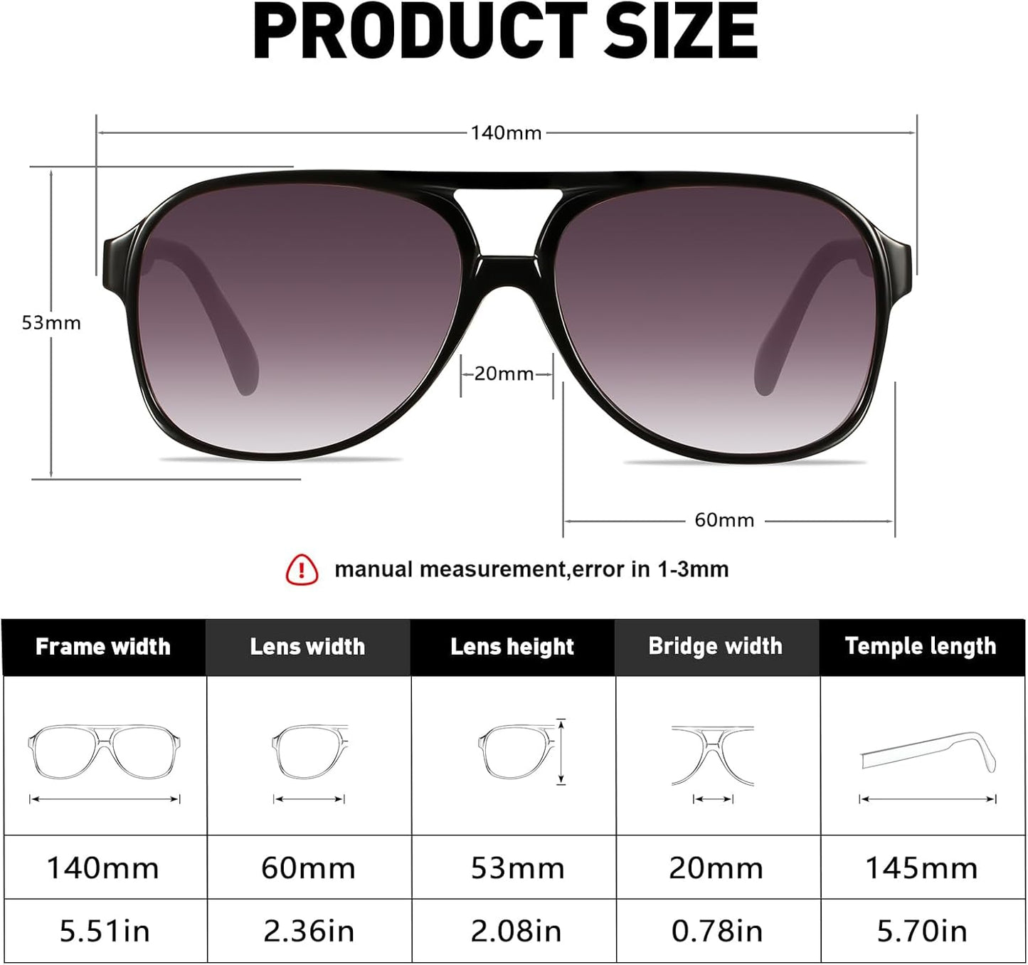 YDAOWKN Retro Aviator Sunglasses for Women Mens Large Frame Classic Vintage 70s Sun Glasses Aviators