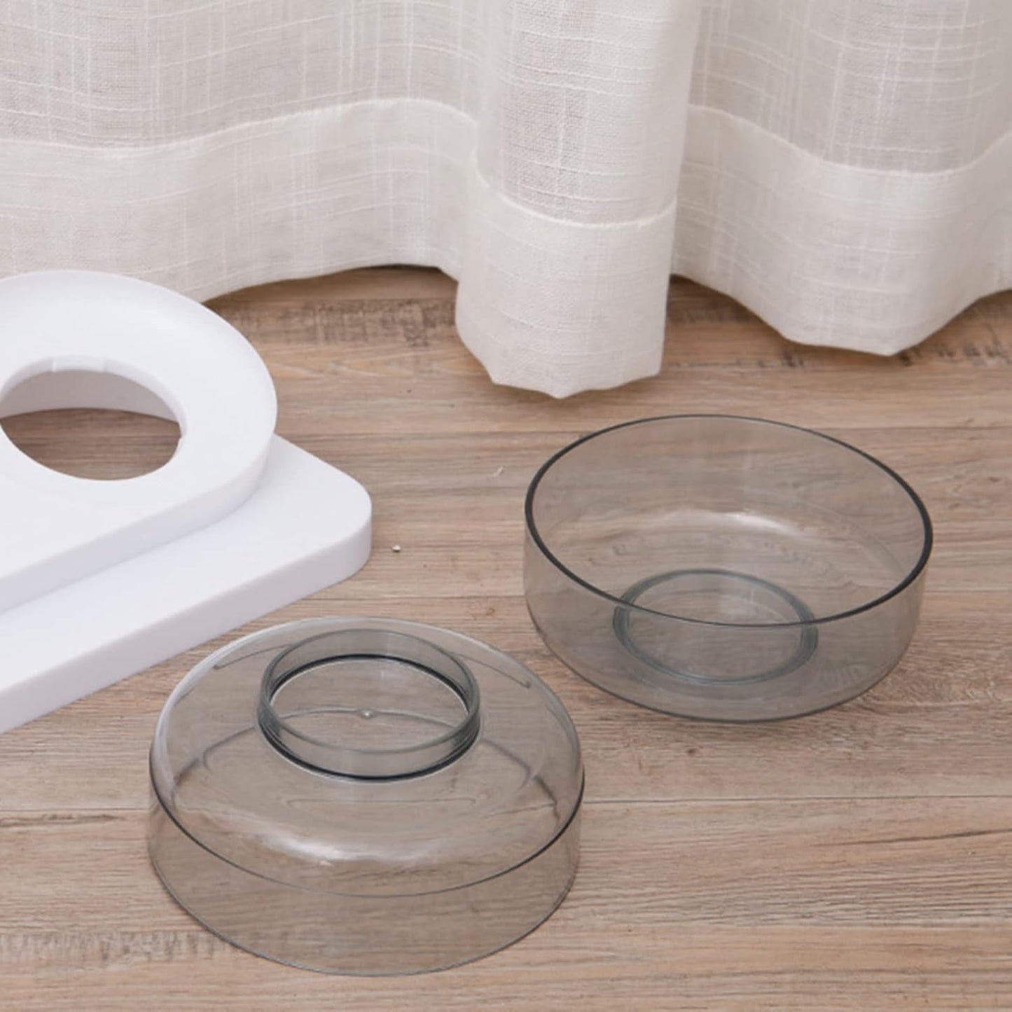 Elevated Bowls 15° Tilted Raised Dish Clear Double Feeding Bowls with Stand for Food and Water Easy to