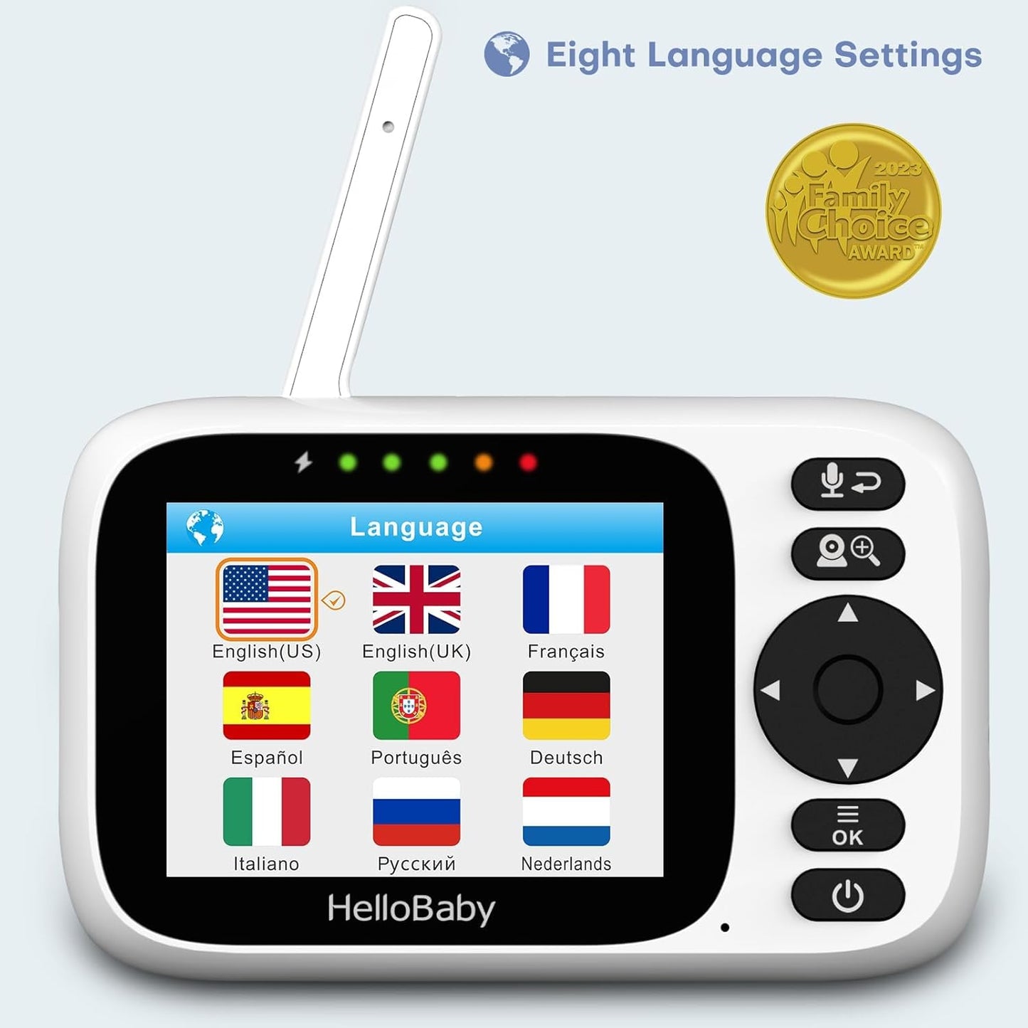 HelloBaby Monitor No WiFi Video Baby Monitor with Camera and Audio - 3.2” Screen, 2-Way Talk, Pan-Tilt Camera with Night Vision,ECO/VOX,1000ft, Temperature | Portable for Travel, Parents, Pet, Elderly