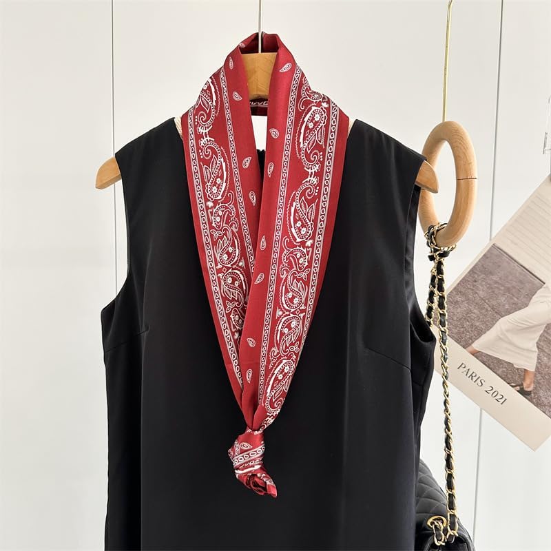 MEISEE 100% Mulberry Silk Scarf for Women 59”*6.3” Long Headscarf Neck Scarf Hair Wraps and Shawls with Gift Packed