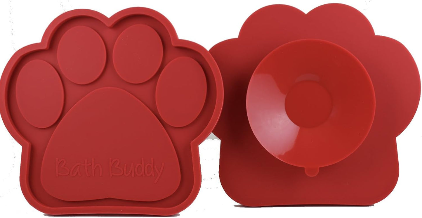 New for Dogs - The Original Dog Bath Toy - Makes Bath Time Easy, Just Spread Peanut Butter and Stick (Red)