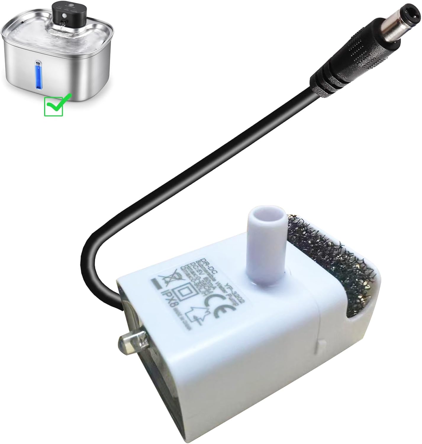 Replacement Pump for 5L Cat Water Fountain Cordless Dog Water Dispenser Ultra Quiet Long Lifespan Water Pump, LED Lights