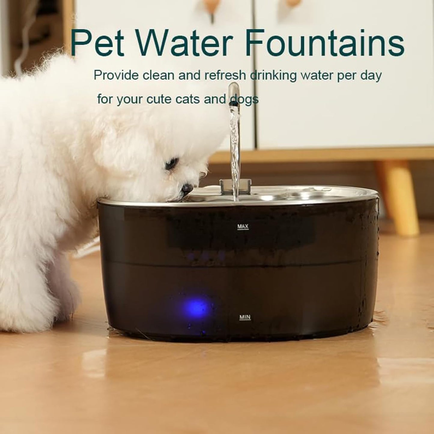 Automatic Circulating Cats Drinking Fountain High Capacity Stainless Steel Pet Water Dispenser Supply Large Capacity Bowl