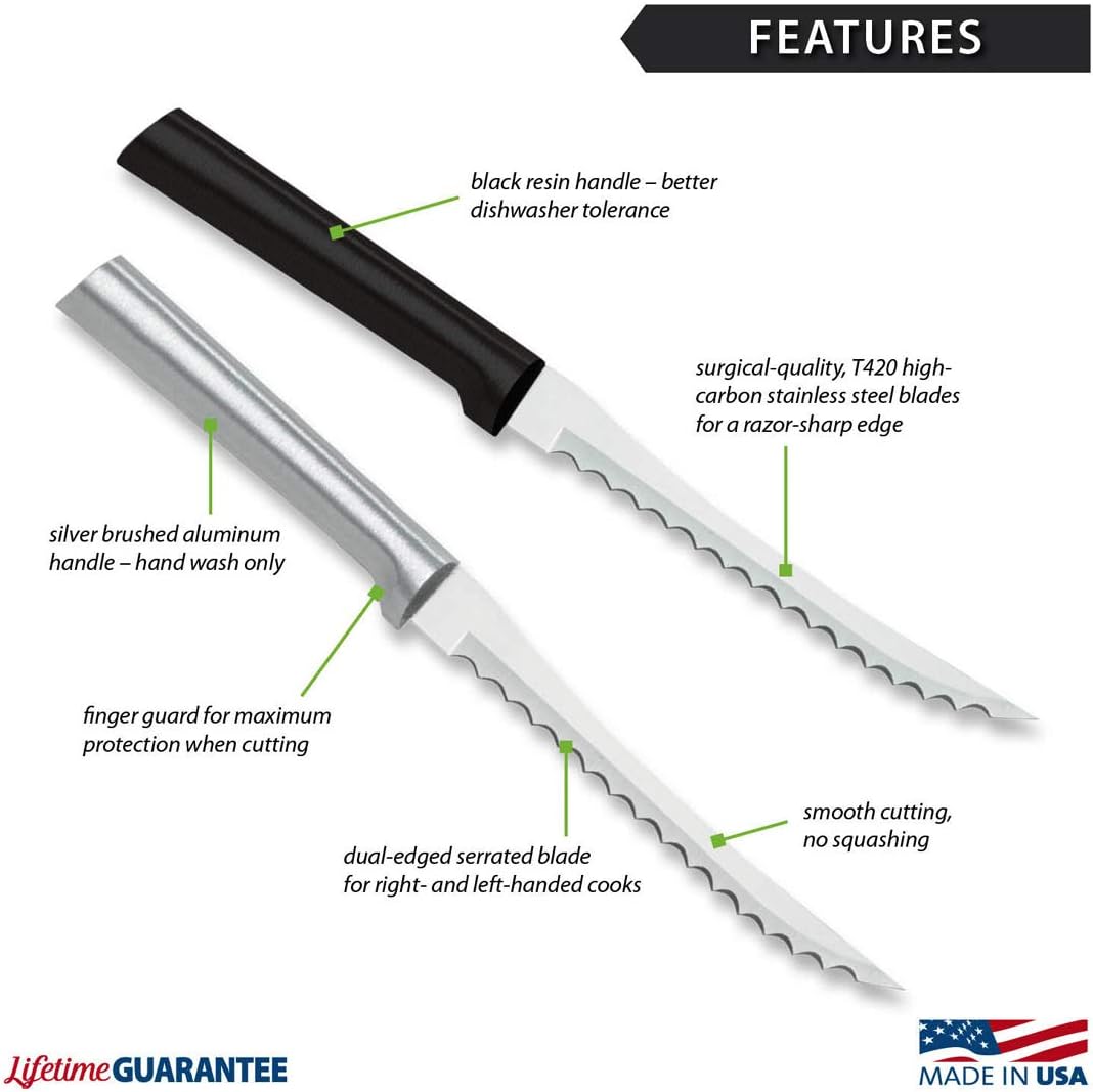 Rada Cutlery Tomato Slicer Knife (R126), 5" Stainless Steel Serrated Blade, Silver Handle