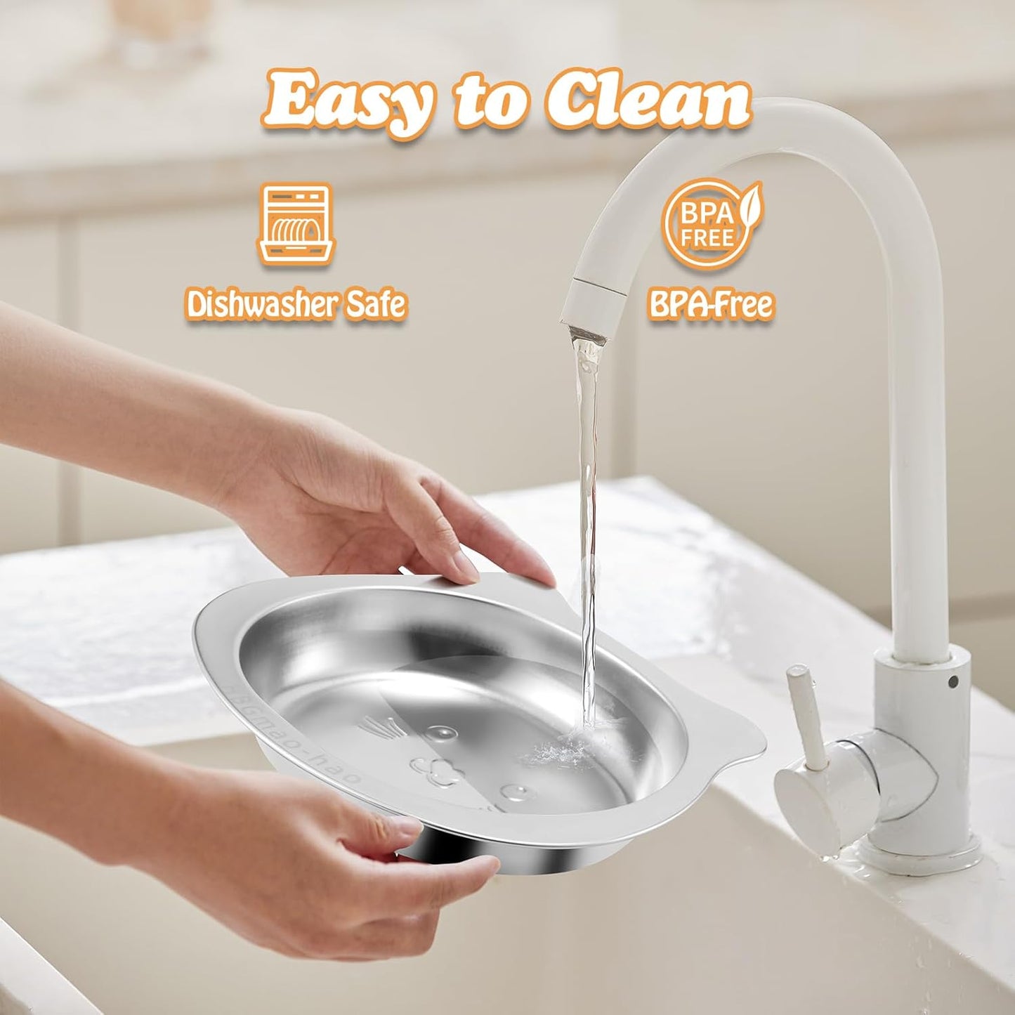 Elevated Cat Bowls with Non-Slip Mat - 7.1" Wide Whisker Friendly Dishes, Neck Stress-Free, Raised Stainless Steel Bowls for Flat-Faced/Senior Cats & Small Dogs, Indoor/Travel Use, 2-Pack
