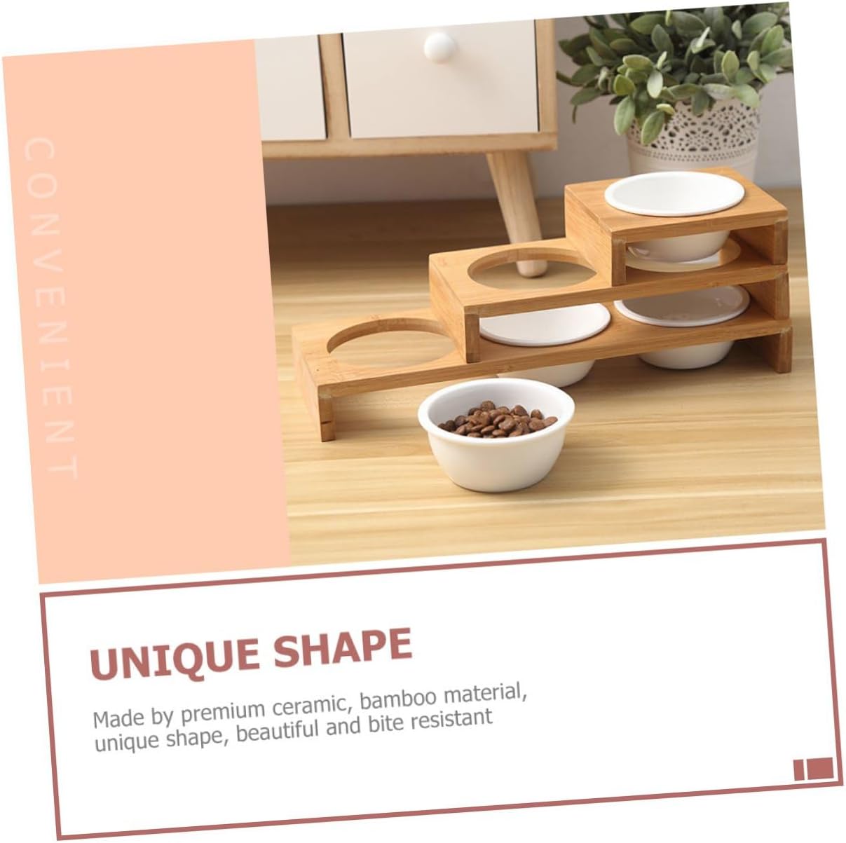 PRETYZOOM Ceramic Cat Dog Food Bowl Set with Raised Stand, 3-Compartment Pet Feeding Dish for Indoor Use, Portable Water and Food Container for Cats and Puppies