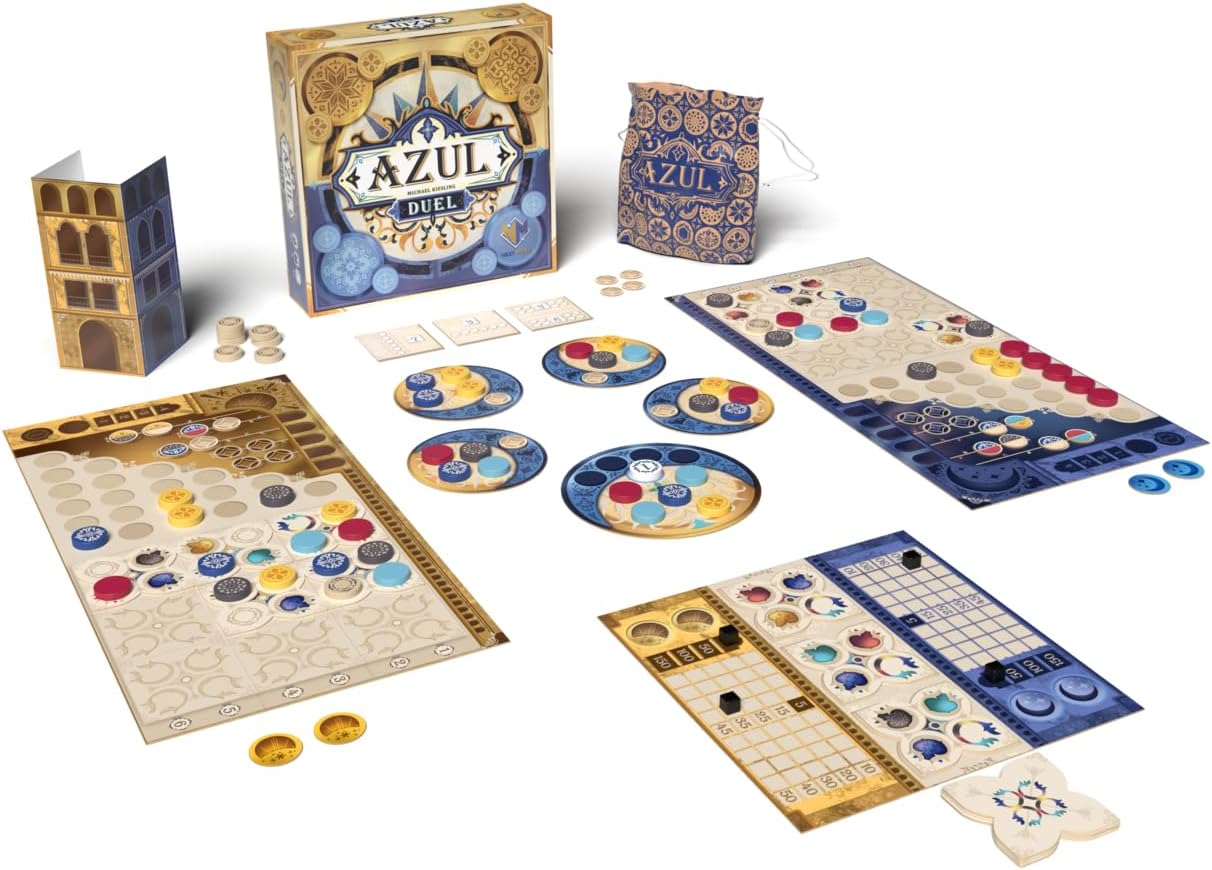Asmodee Azul Duel Board Game - Competitive Head-to-Head Tile-Placement Strategy Game, Stunning Mosaic Art and Quick Gameplay for Kids & Adults, Ages 8+, 2 Players, 30-45 Minute Playtime