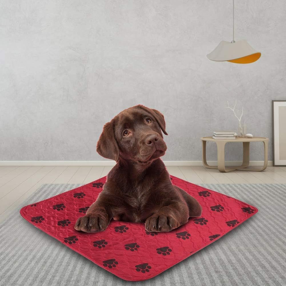 Reusable Dog Pee Pads, Reusable Puppy Pads Washable Pee Pads for Dogs Waterproof Training Pads for Dogs, Dog Pee Pad Urine Mat for Pet Dogs Cats(80*90cm-Red)