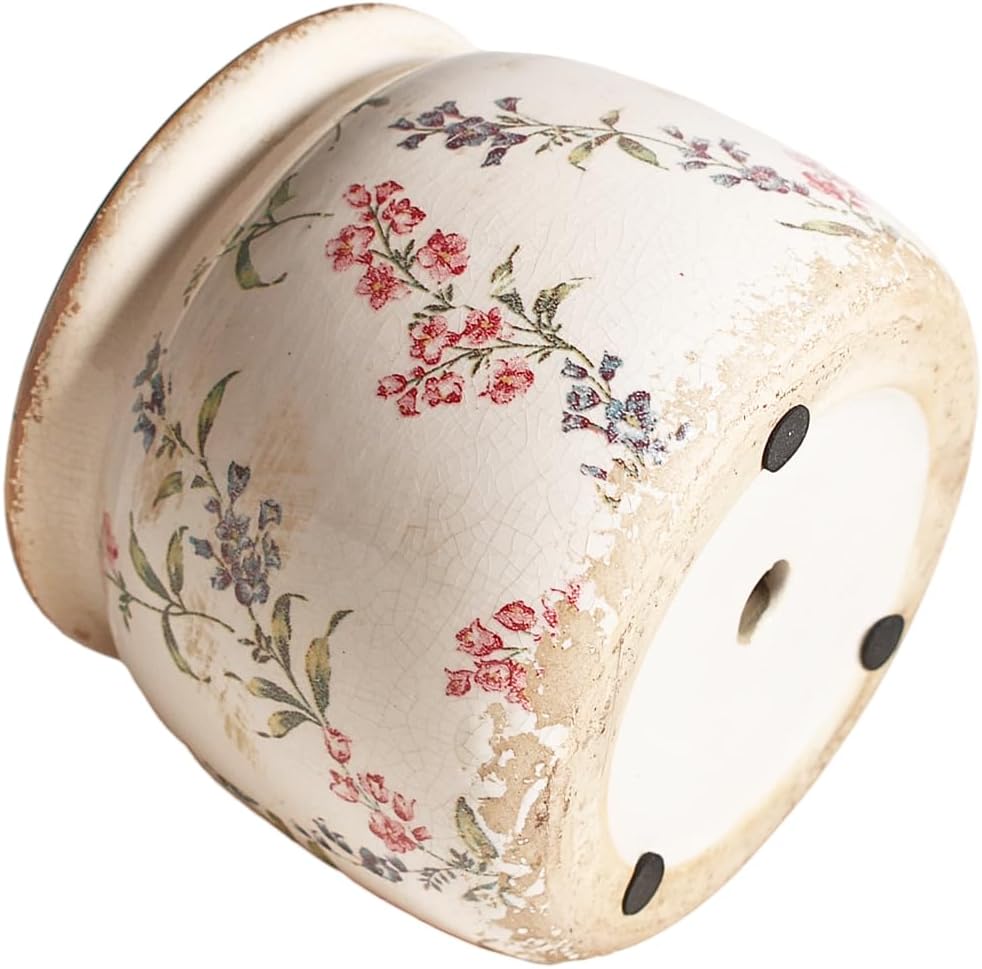 Flower Pots, Vintage Ceramic Planters for Indoor Plants, 6.29'' Plant Pots with Drainage, French Country Lavender Vase & Planters, Antique Home Room Decor, Gardening & Housewarming Gifts