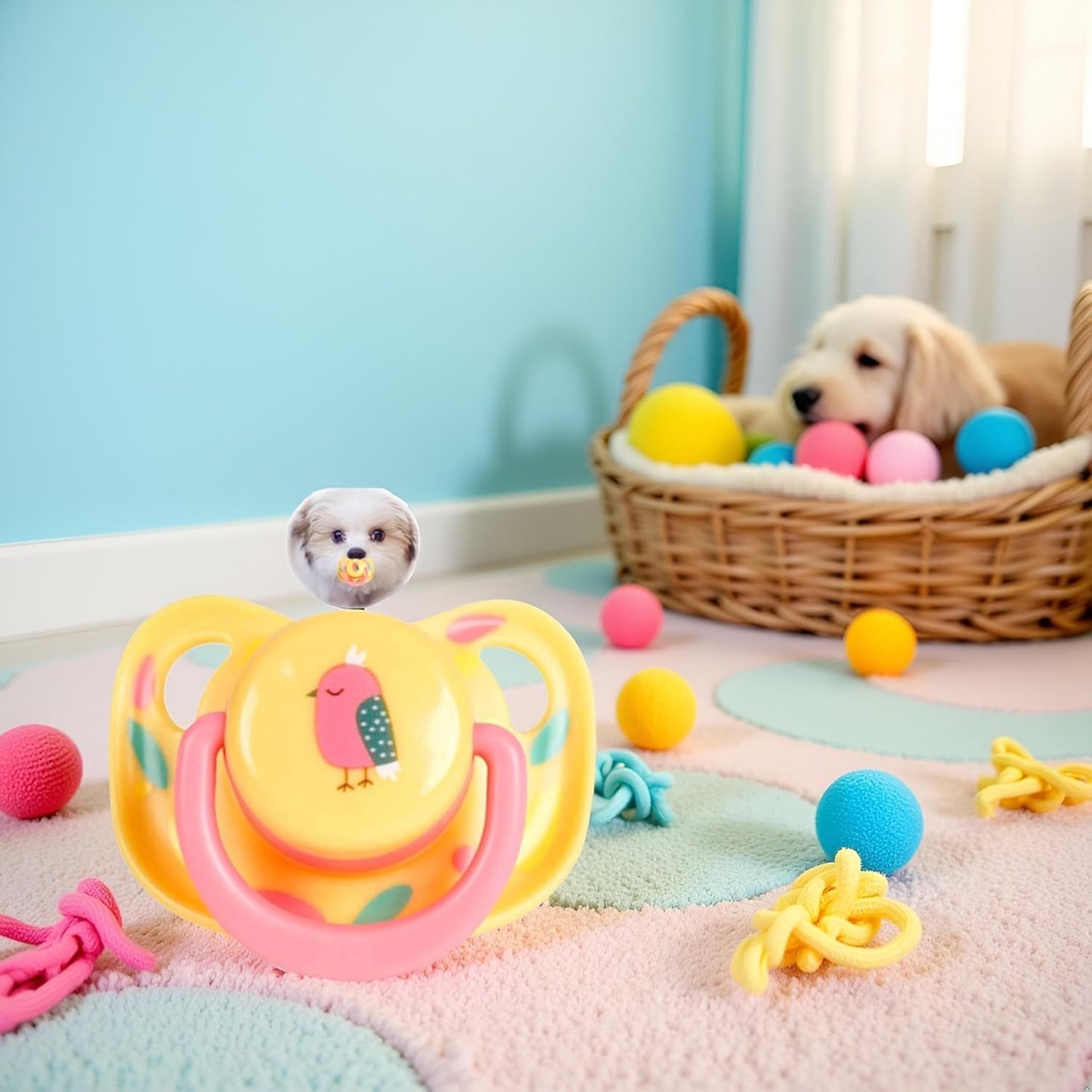 Pet Silicone Calming Pacifier, Dog Pacifiers for Small Dogs, Kitten Pacifiers, Puppy Teething Toys and Cat Chew Toys, Essential Pet Supplies, Puppy Essentials and Kitten Supplies (Chicks)