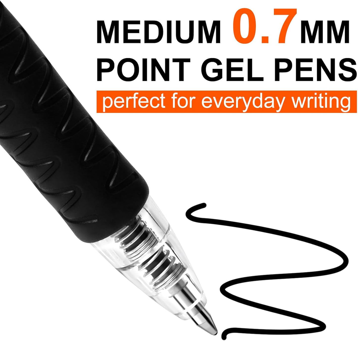 Aen Art Gel Pens, 30 Pack Black Gel Pen Fine Point, Retractable Gel Ink Rollerball Pens for Smooth Writing (0.7mm) Back to School Supplies
