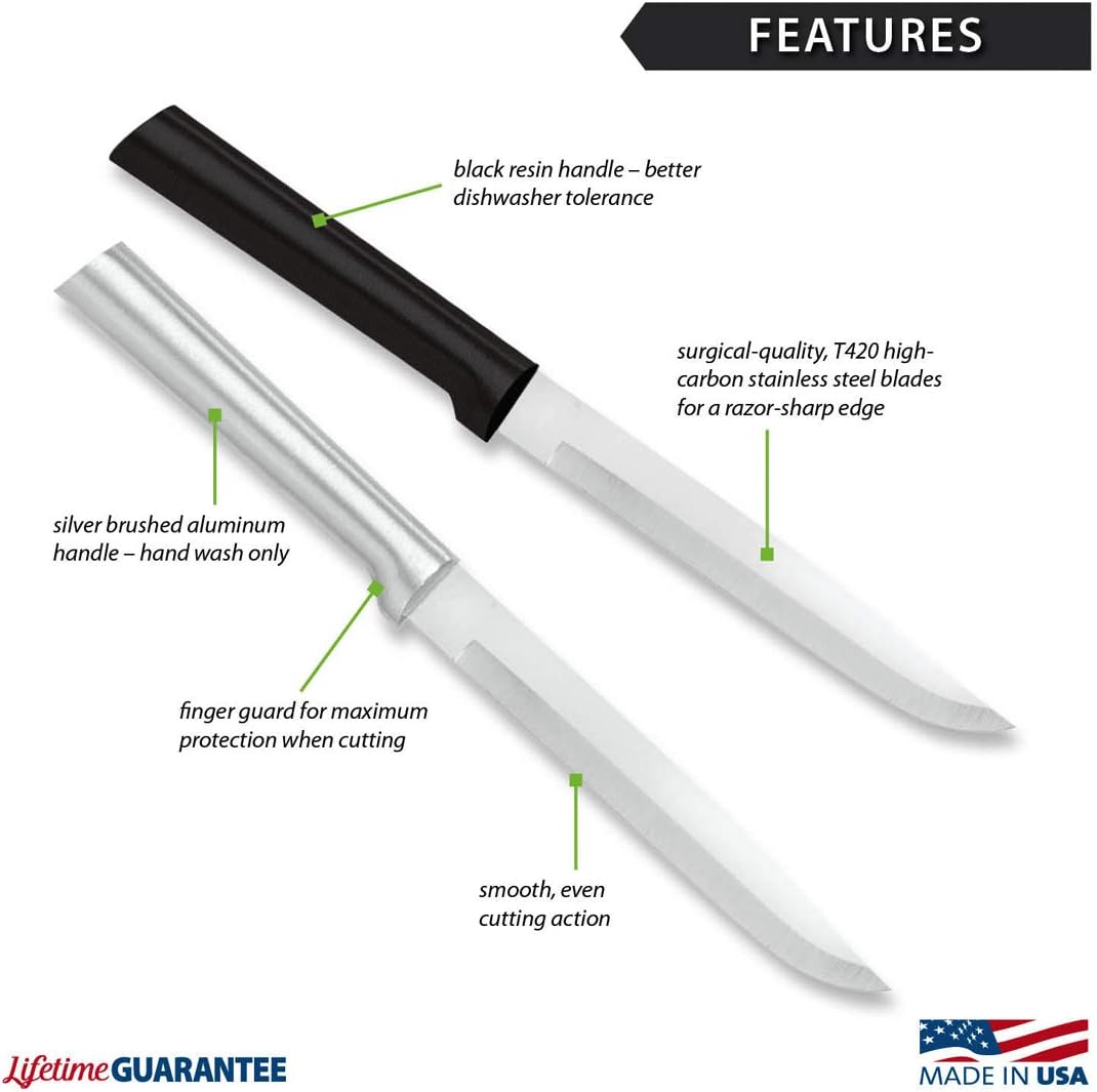 Rada Cutlery Utility Steak Knife (R104), 4.88" Stainless Steel Serrated Blade, Silver Handle