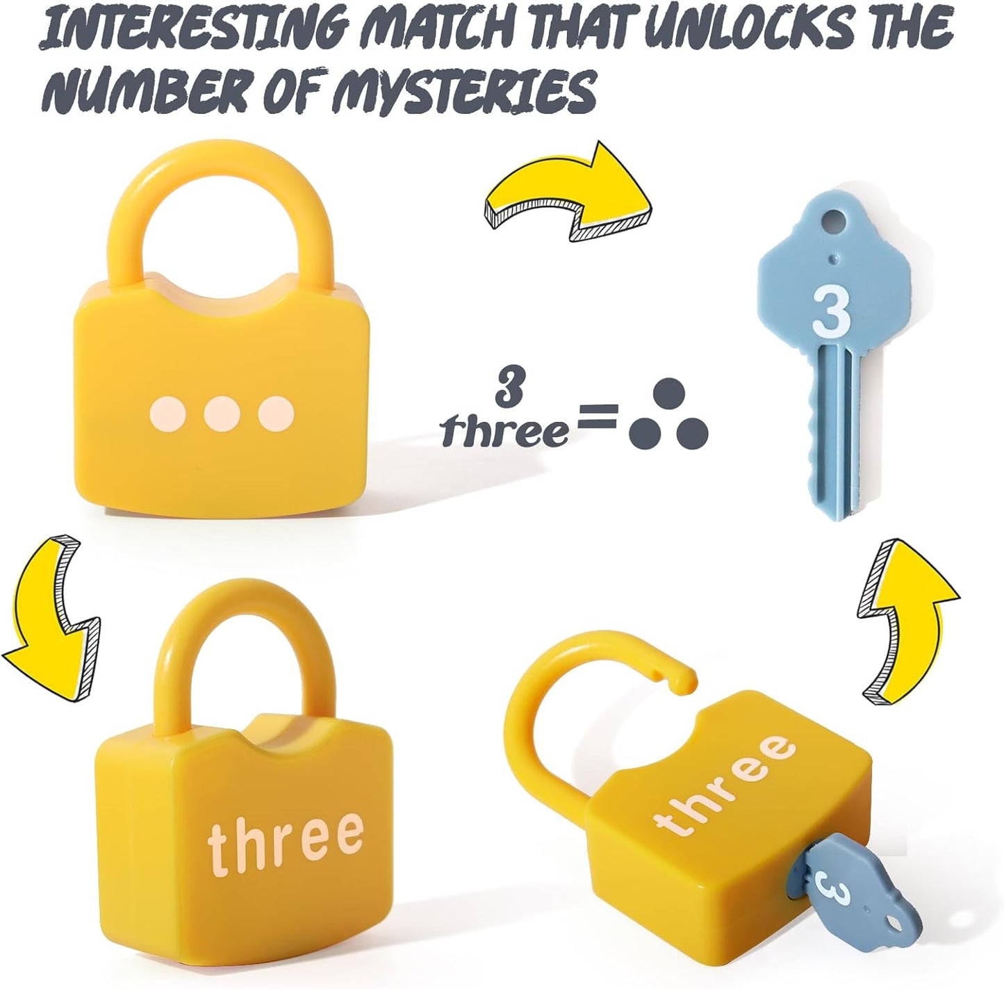 Kids Learning Locks with Keys Numbers Matching & Counting Montessori Educational Toys for Ages 3 4 5 Boys and Girls Preschool Games Gifts