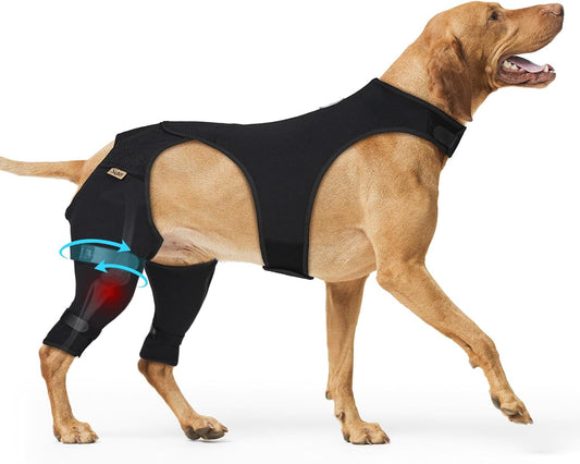 Supet Dog Rear Leg Sleeve to Stop Licking, TPLO Recovery Sleeve After Surgery for Post Surgery, ACL, Leg Wound Protection, with Belly Opening for Male Female Dogs(Black,L)