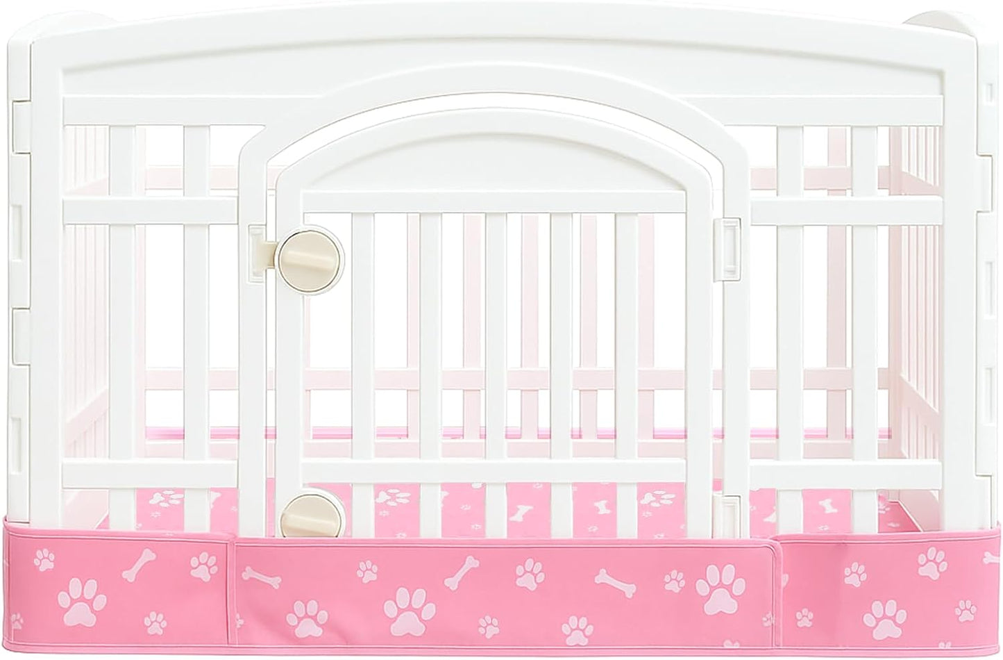 Dog Playpen Bottom Pad Mat for 36" 4-Panel Playpens - Scratch & Chew-Resistant Puppy Pen Floor Mat with Hook & Loop Fasteners, Waterproof & Leakproof, Non-Slip (Pink) (Playpen Not Included)