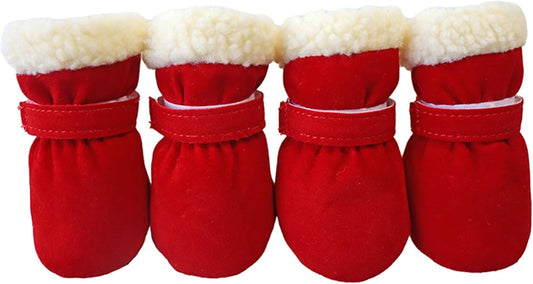 Winter Warm Pet Shoes 4pc/Set Dog Booties Snow Walking Puppys Booties Shoes Casual Fashion No-Slip Dog Shoes