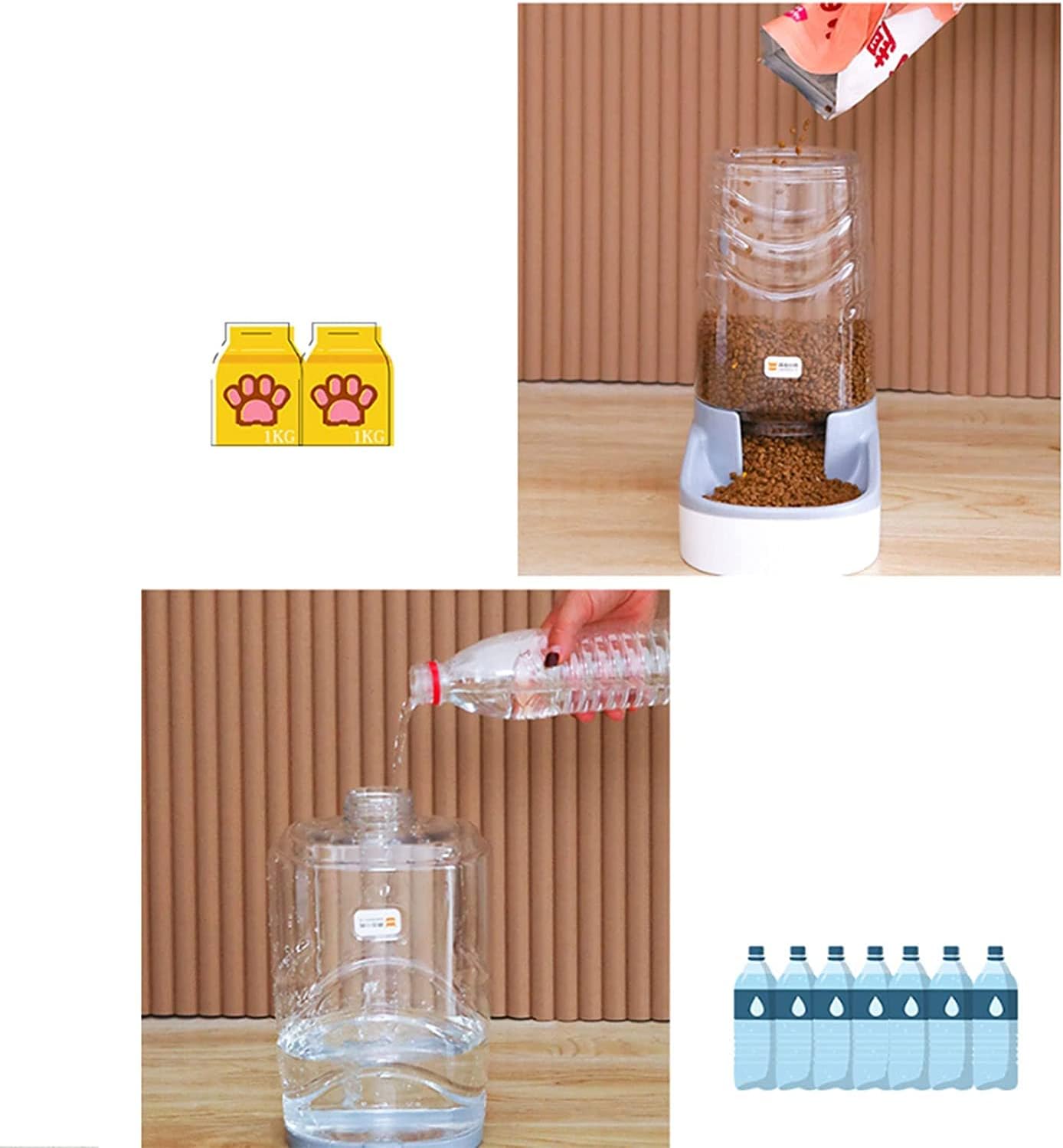 Feeder Waterer Bowl 3.8L Automatic Water Fountain And Food Dispenser Feeder Gravity No Spill Water Dispenser And Feeder For Cat Dog Pet water dispenser (Size : Water dispensers) (Feeders)