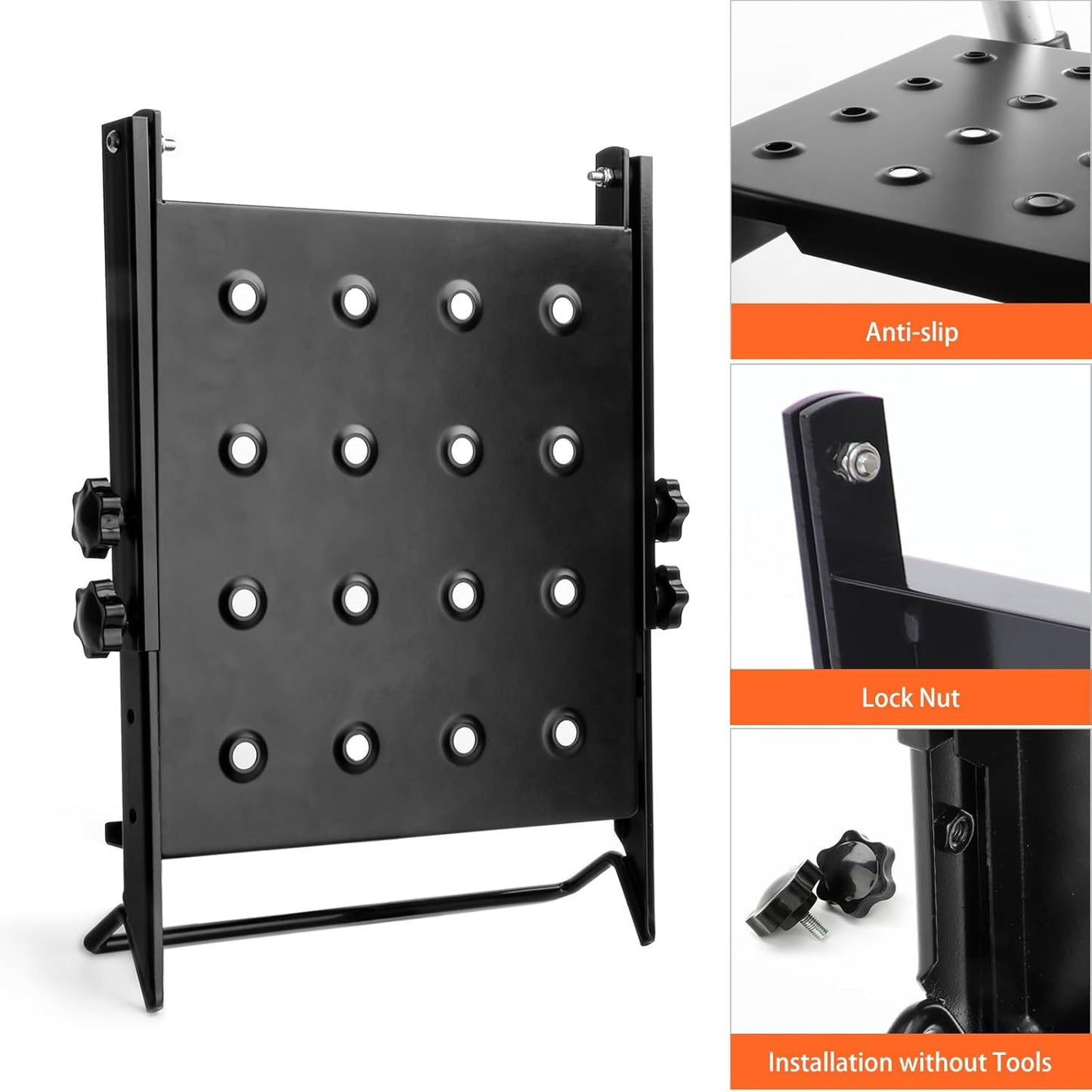 TooCust Ladder Platform, 3-Level Adjustable Ladder Step & Work Platform, 400 lbs Extreme Heavy Duty Standing Scaffold, Pro-Grade Extension Ladder Workstation & Tool Tray for Painting & Repairs (Black)