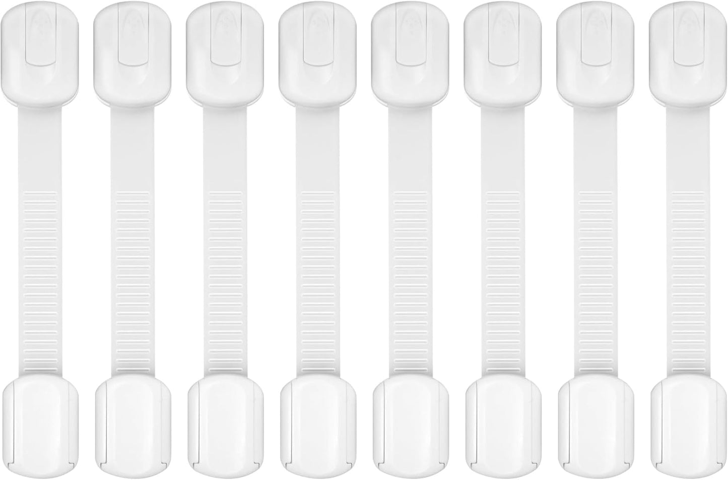 Child Safety Cabinet Locks, 8-Pack, Easy Install with 3M Adhesive, No Screws or Drilling, Multi-Purpose Latches for Cabinets, Drawers, Doors, Kitchen, Ovens, Toilets