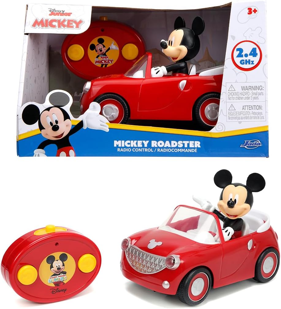 Jada Disney Junior Mickey Mouse Roadster R/C – Remote Control Car with Simple Controller, 1:24 Scale – Fun Toy for Kids Ages 4+