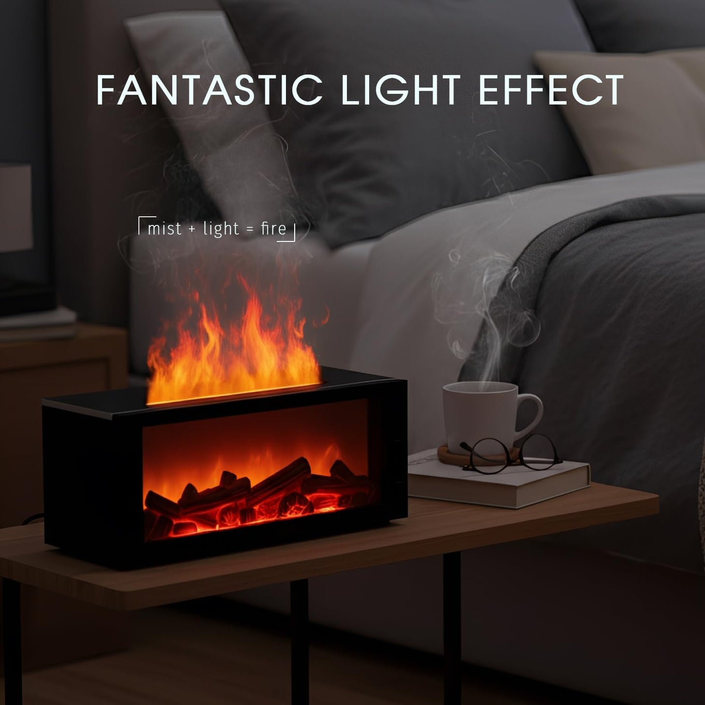 Fireplace Diffusers,Flame Essential Oil Diffuser with Remote Control,300ml Small Humidifier for Home Room Decor Gift for Women (Black)