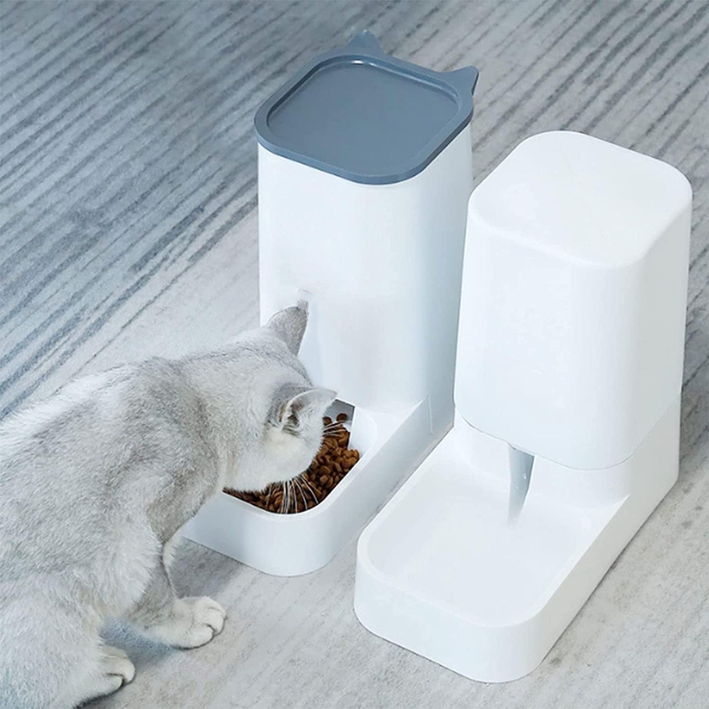 Pet Fountain Unplugged Pet Feeder Water Dispensers Supplies Set Automatic Gravity Feeder Cat Food,Dog Water Bowl and Automatic Cat Food Dispenser Pet Feeders Water Dispenser (White)
