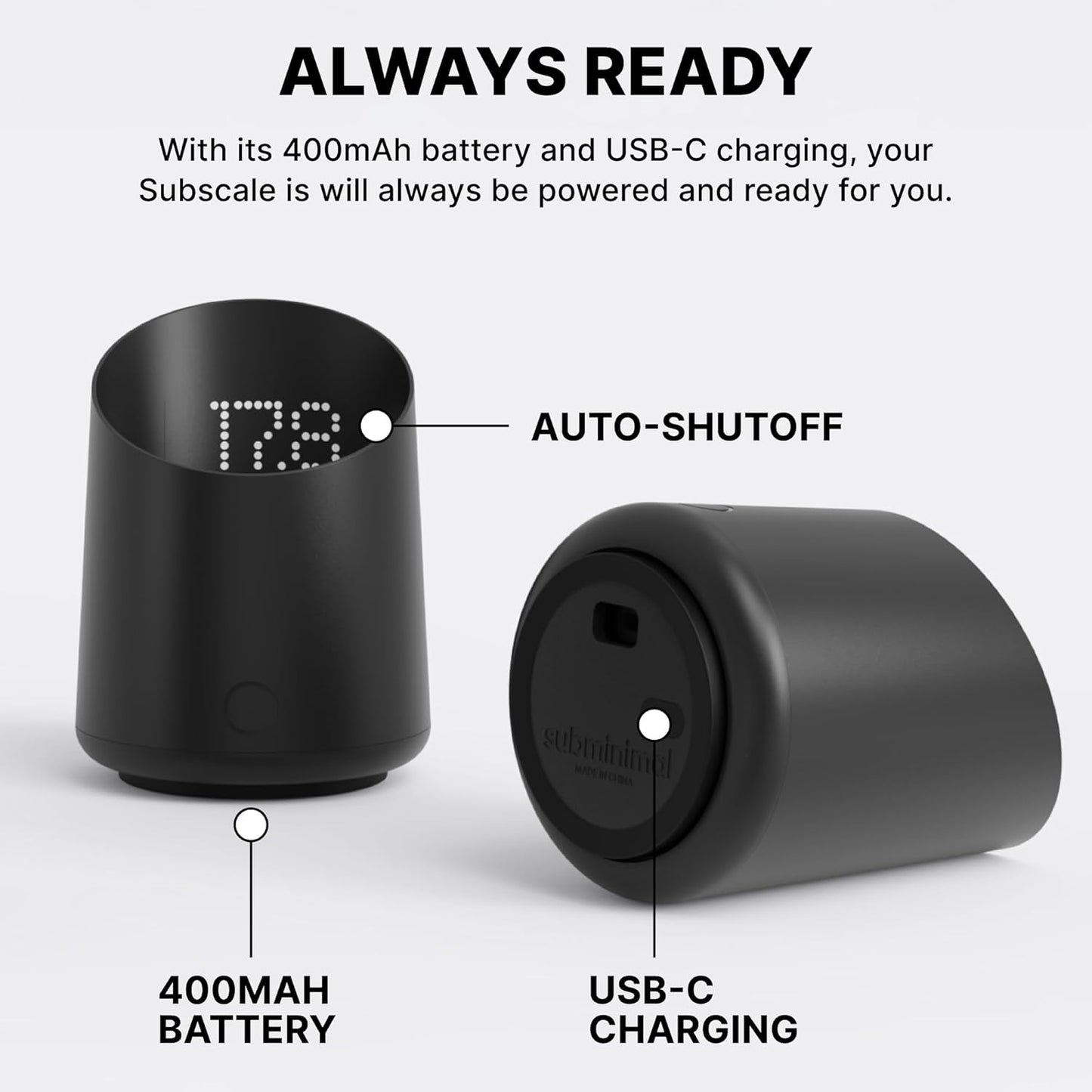 Subminimal Subscale Digital Dosing Cup with LED Display – Sleek & Precise Scale - Dosing & Brewing Accessories, Measures Coffee Grounds for Espresso - Black