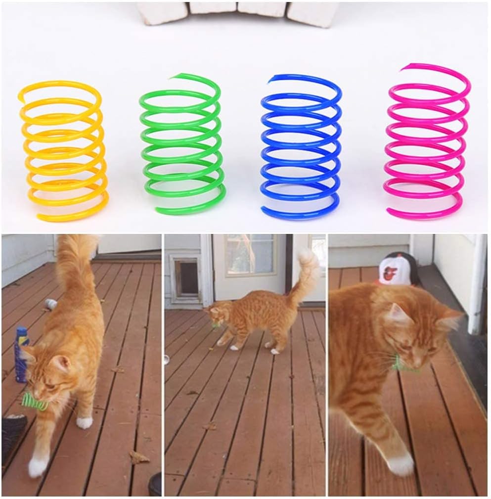 Andiker Interactive Cat Spiral Creative Spring Toy to Kill Time and Keep Fit, Sturdy and Heavy Plastic for Swatting, Biting, Hunting Kitten Toys, Colorful, 12 pcs