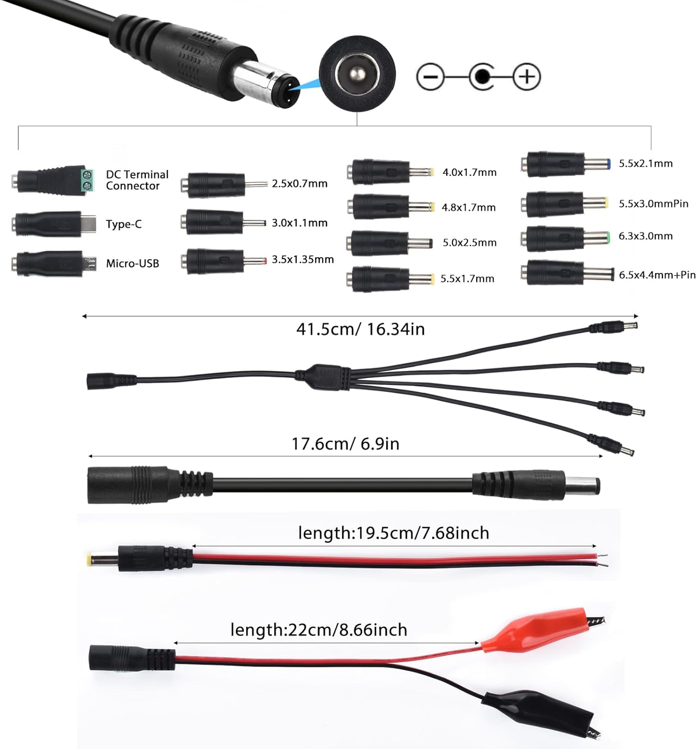 Universal Power Supply Adjustable 72w DC 3V ~ 24V Variable Switching 100V-240V AC/DC Adapter with Volt Display,14pcs Tips,4-Way Power Splitter Cable,Test Lead, Polarity Converter