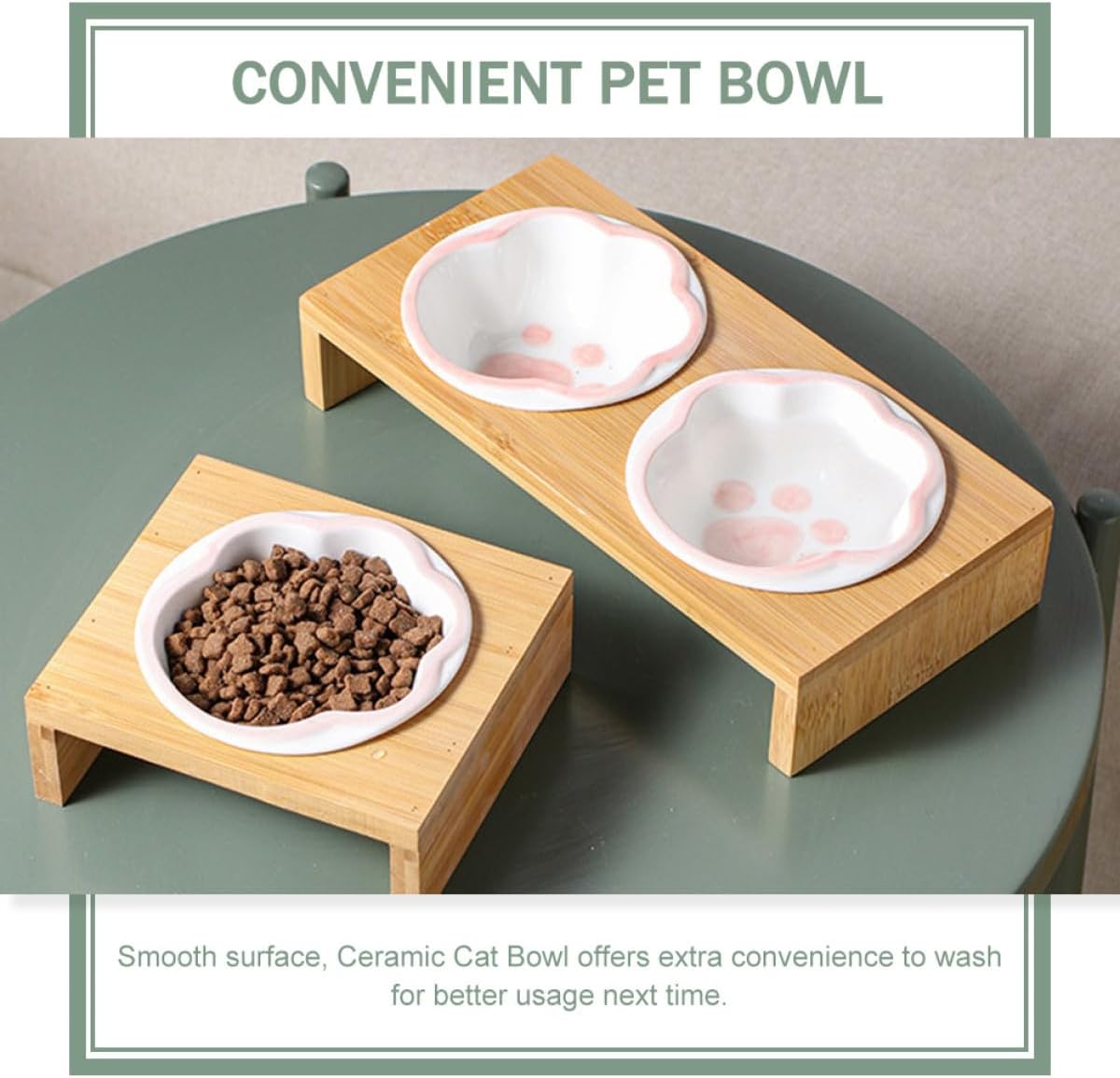 Milisten Elevated Cat Bowl with Stand and Ceramic Bowls, Whisker-Friendly Raised Feeding Station for Indoor Cats and Kittens